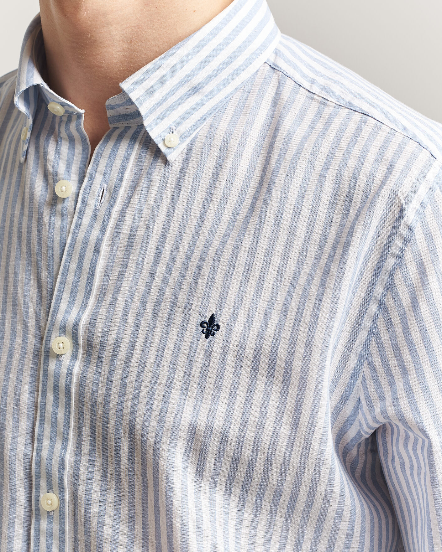 Herren | Hemden | Morris | Douglas Striped Linen Shirt Blue/White