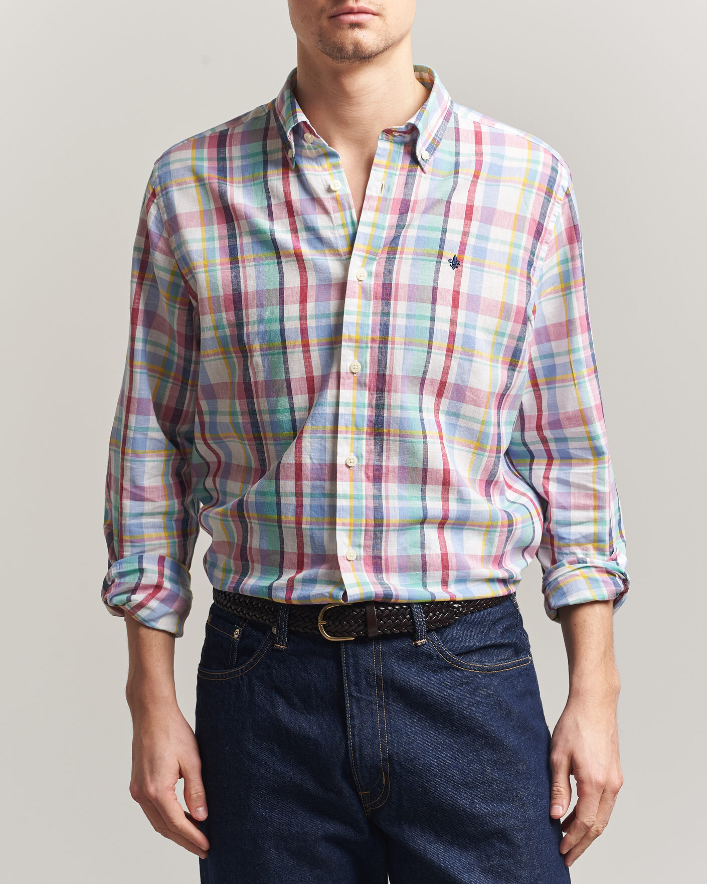 Herren | Hemden | Morris | Preppy Check Linen Shirt Multi
