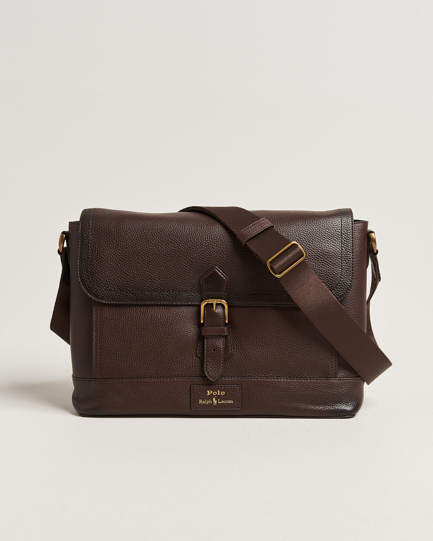 Herren | Taschen | Polo Ralph Lauren | Pebble Leather Messenger Bag Dark Brown