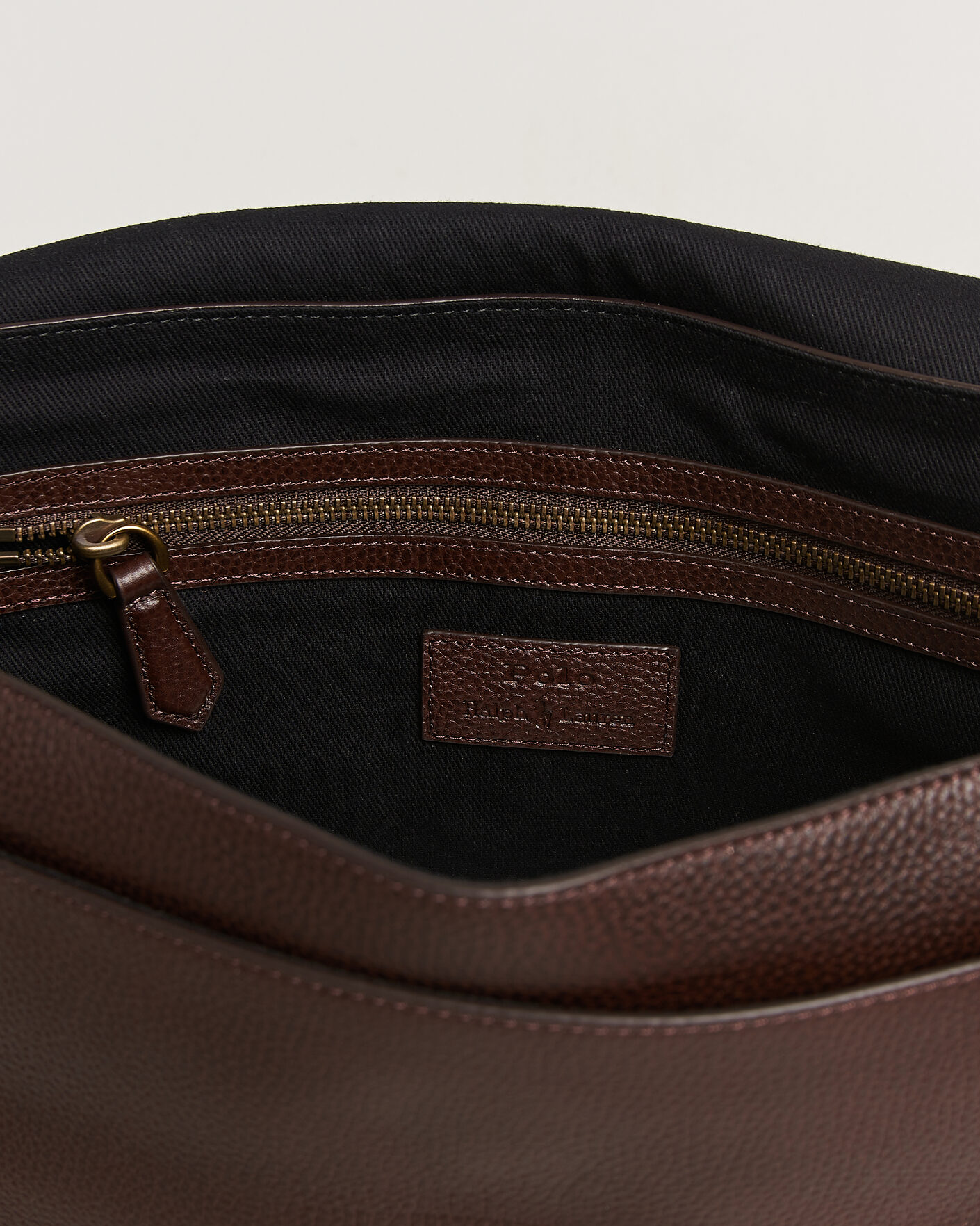 Herren | Taschen | Polo Ralph Lauren | Pebble Leather Messenger Bag Dark Brown