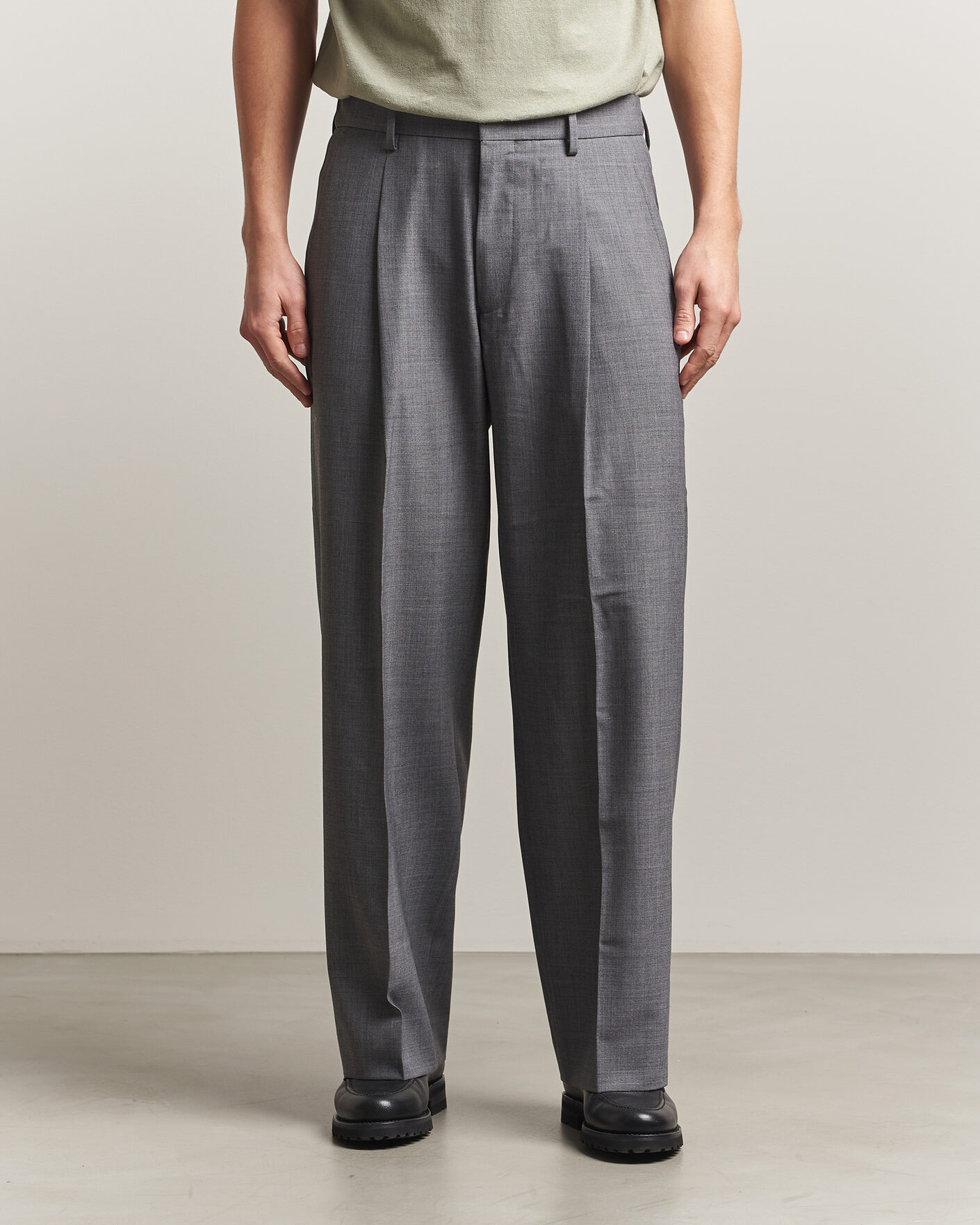 Herren | Hosen | NN07 | Kay Summer Wool Drawstring Trousers Light Grey Melange