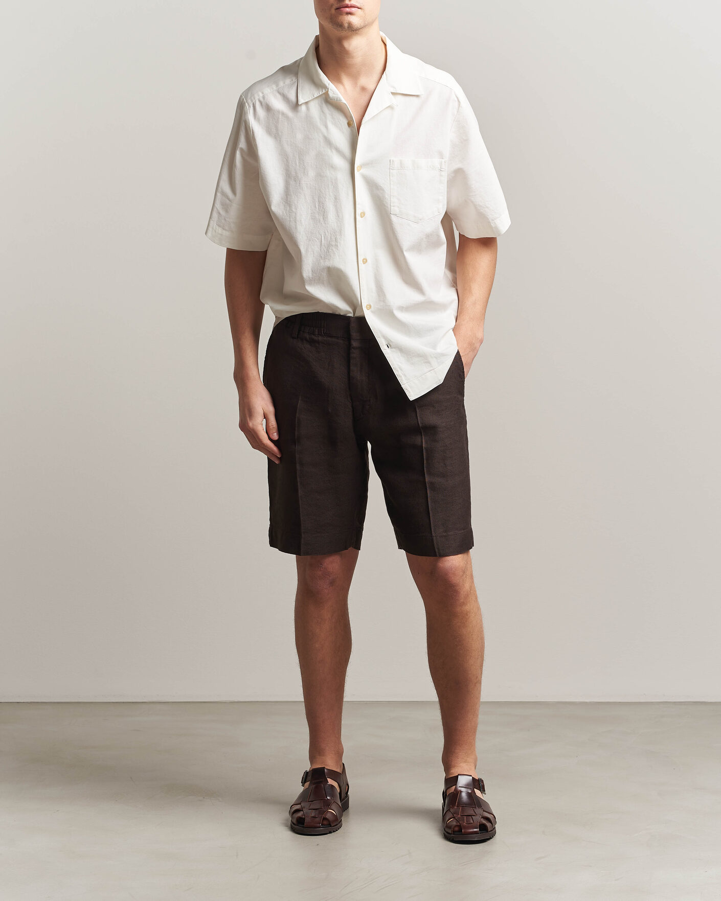 Herren | Shorts | NN07 | Billie Linen/Viscose Drawstring Shorts Deep Truffle