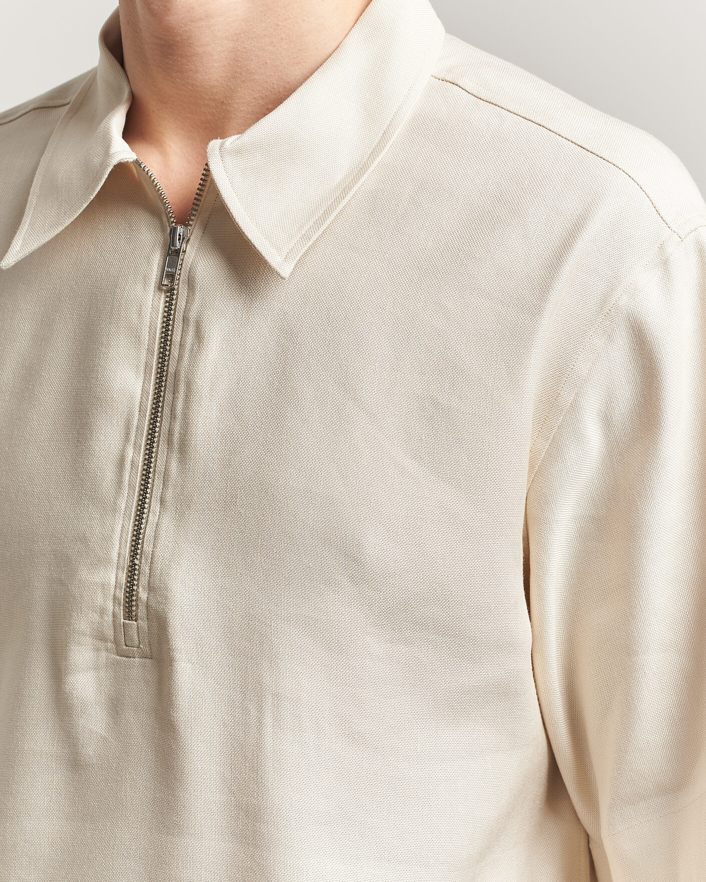 Herren | Poloshirts | NN07 | Bruno Linen/Viscose Half Zip Polo Ivory