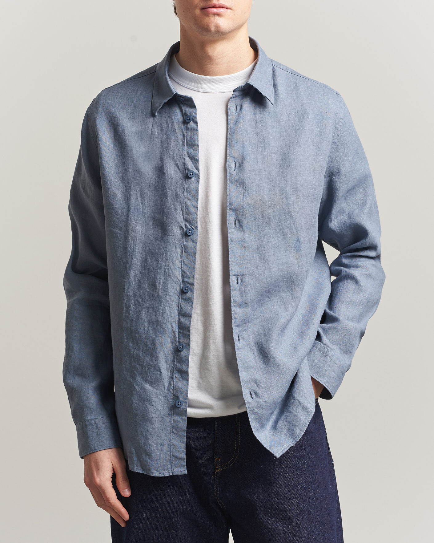 Herren | Hemden | NN07 | Enzo Linen Shirt Stone Blue
