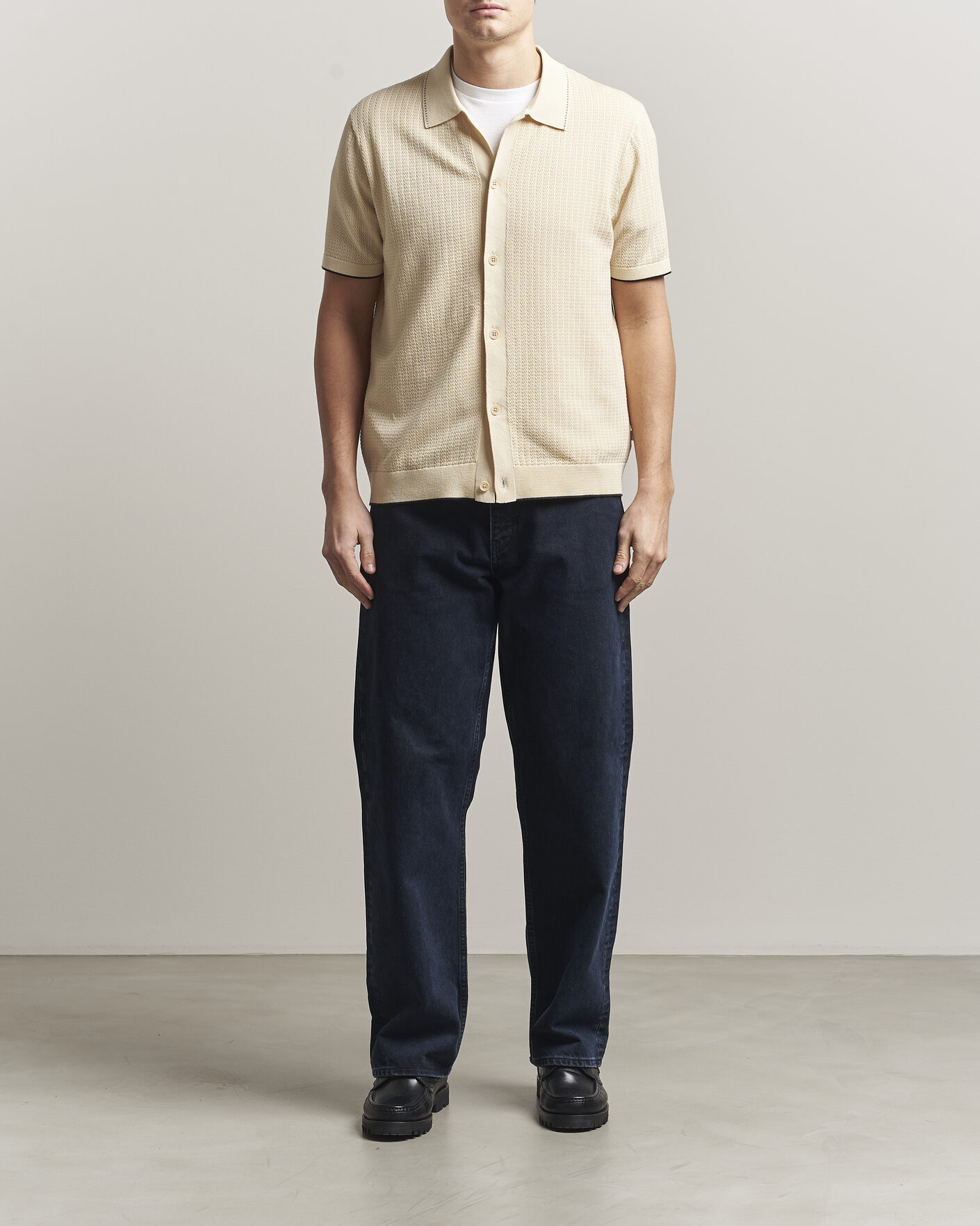 Herren | Hemden | NN07 | Nalo Knitted Short Sleeve Shirt Ivory