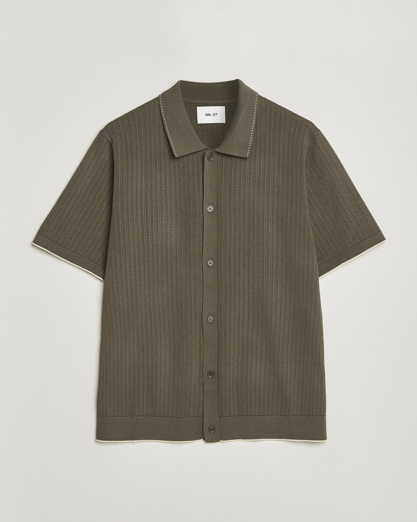 Herren | Hemden | NN07 | Nalo Knitted Short Sleeve Shirt Capers Green