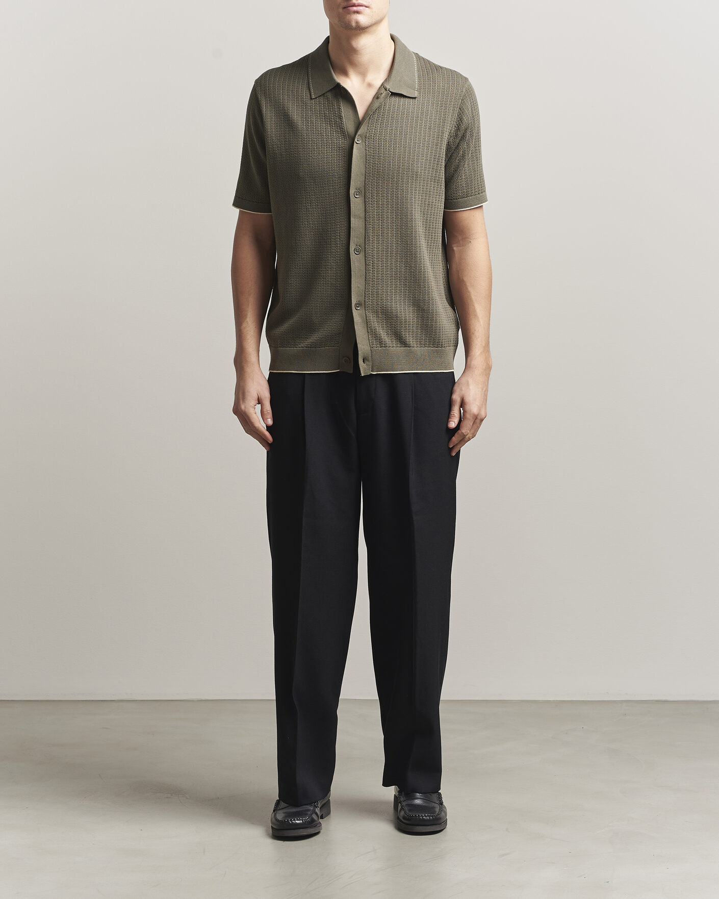Herren | Hemden | NN07 | Nalo Knitted Short Sleeve Shirt Capers Green