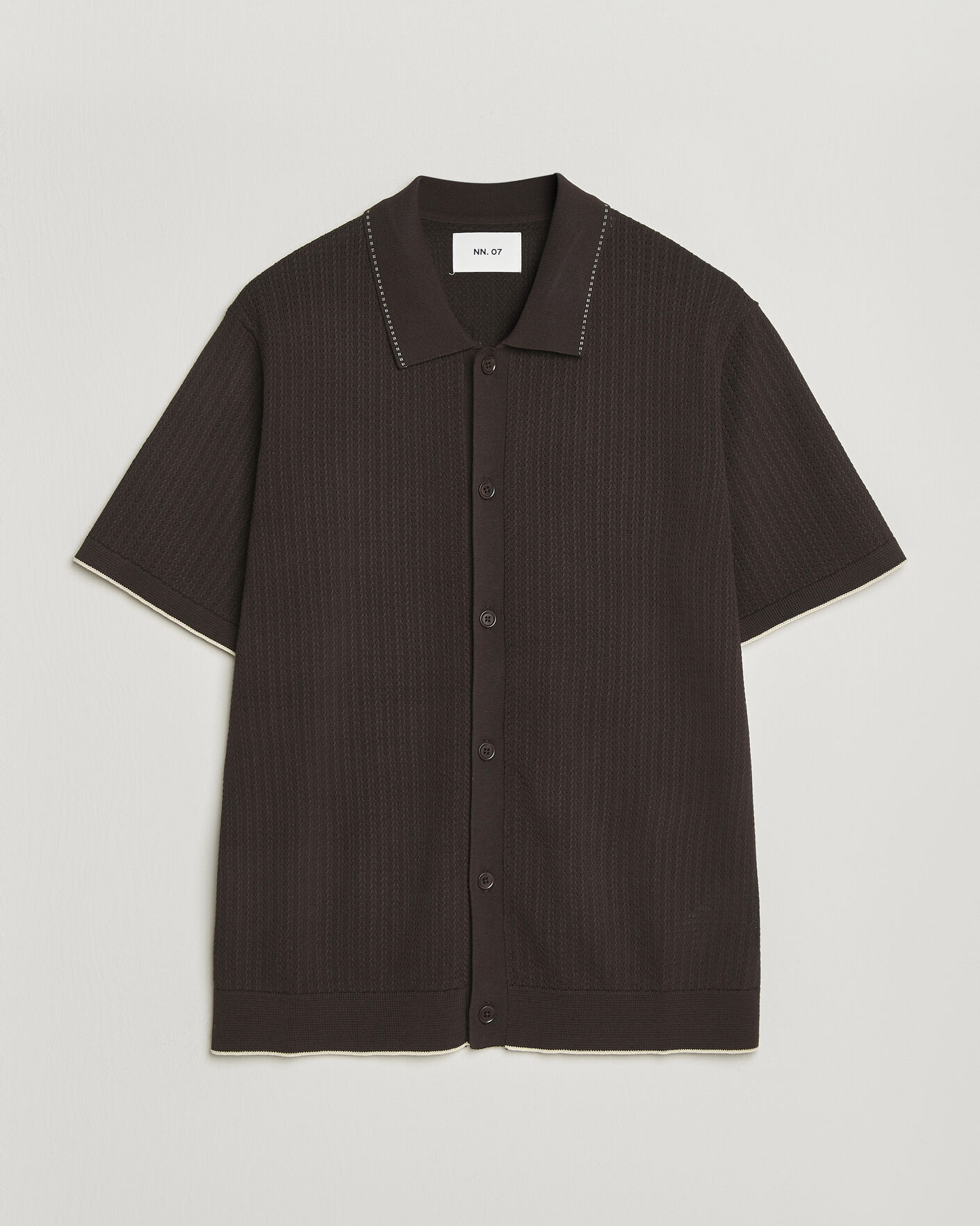 Herren | Hemden | NN07 | Nalo Knitted Short Sleeve Shirt Deep Truffle