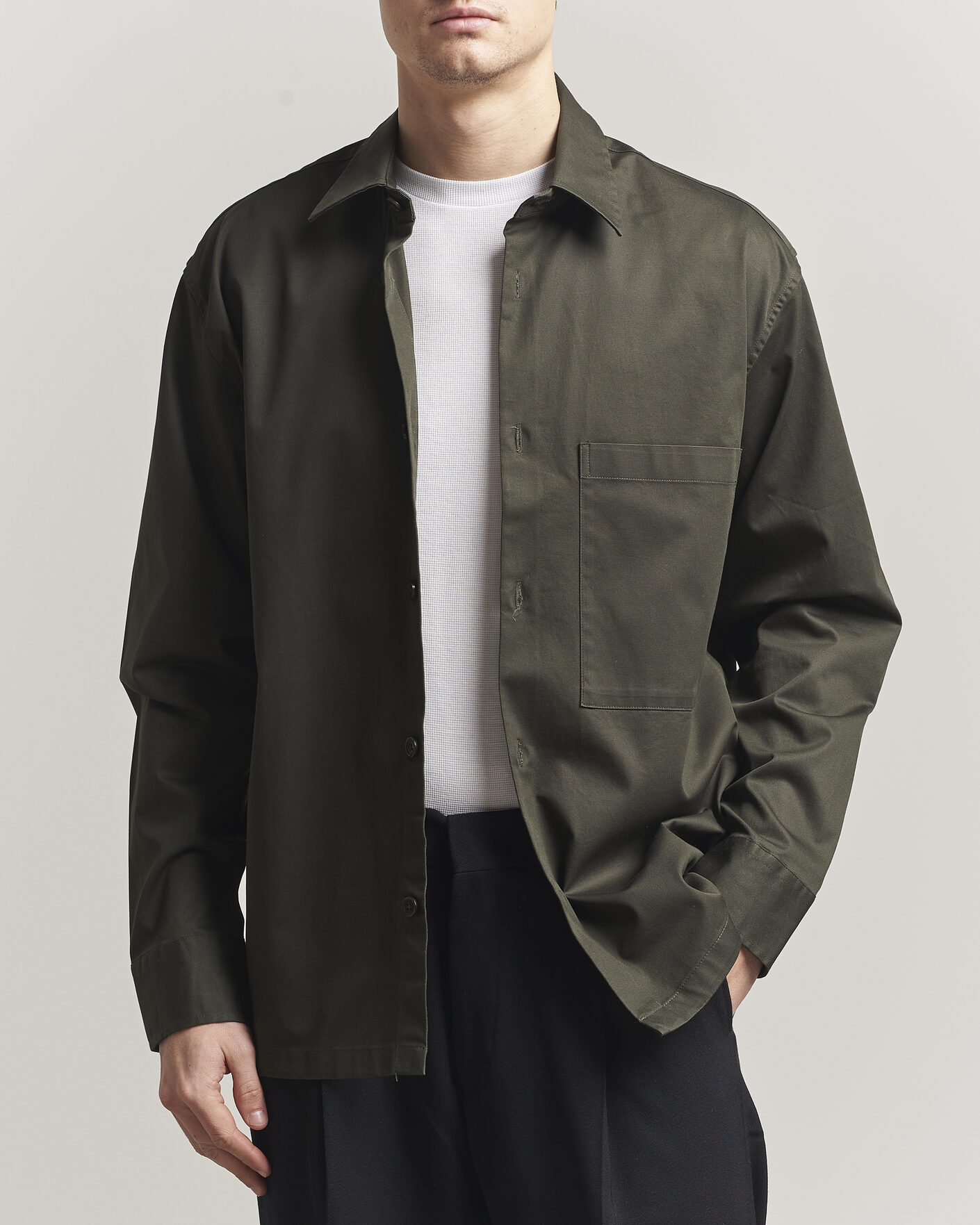 Herren | Hemden | NN07 | Freddy Cotton Overshirt Dark Army
