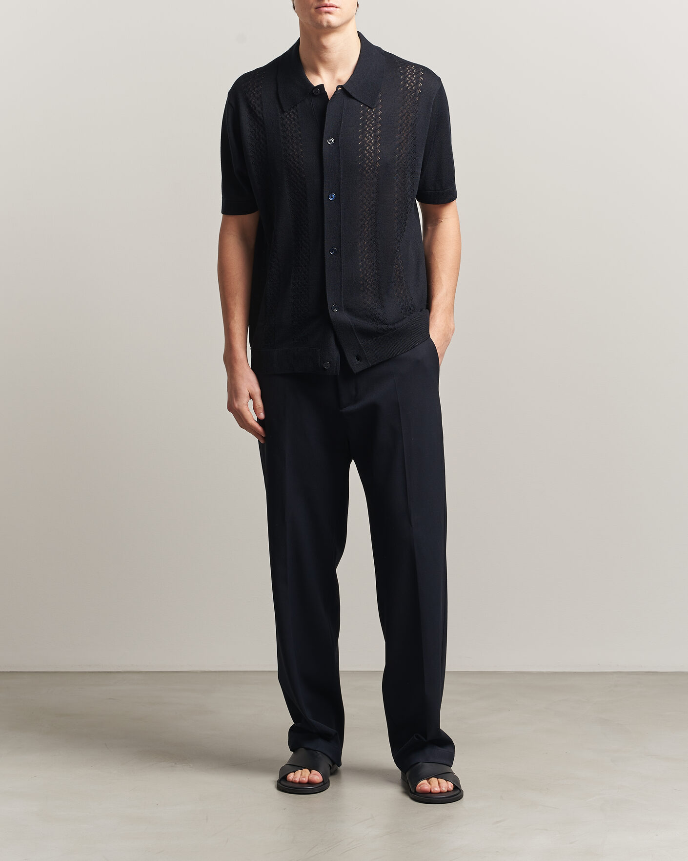 Herren | Hemden | NN07 | Thor Knitted Short Sleeve Shirt Deep Navy