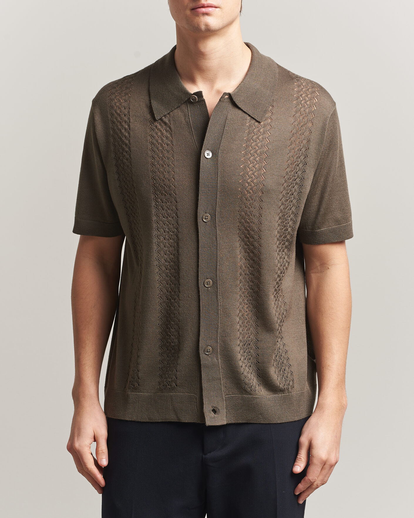 Herren | Hemden | NN07 | Thor Knitted Short Sleeve Shirt Mable Husk