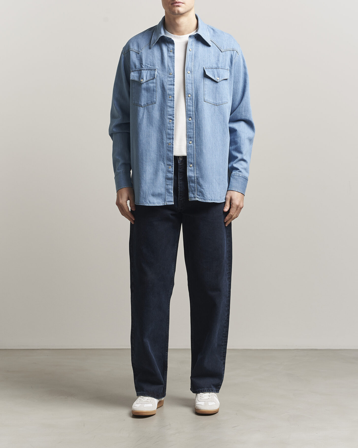 Herren | Hemden | NN07 | Ricky Western Denim Shirt Light Indigo