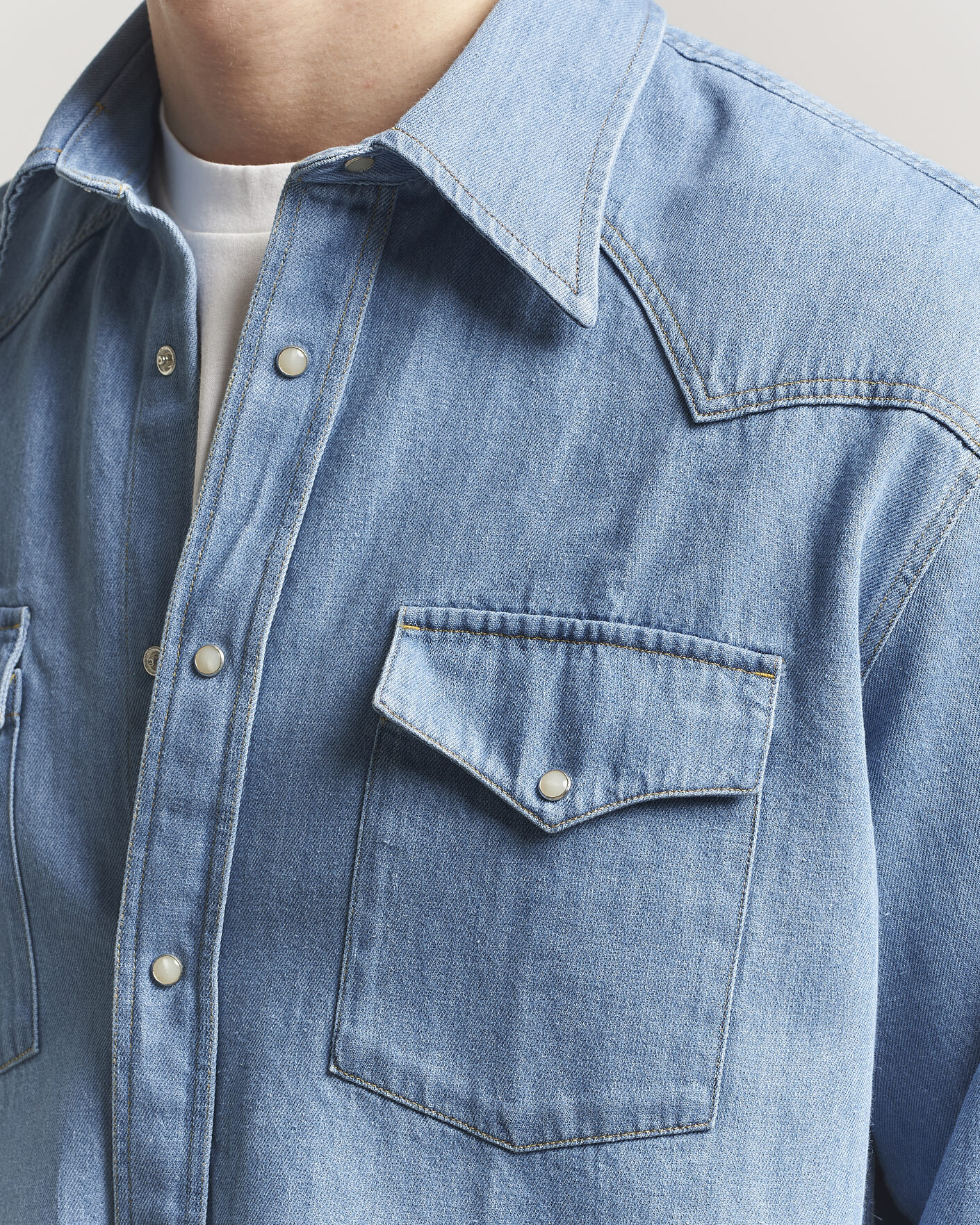 Herren | Hemden | NN07 | Ricky Western Denim Shirt Light Indigo