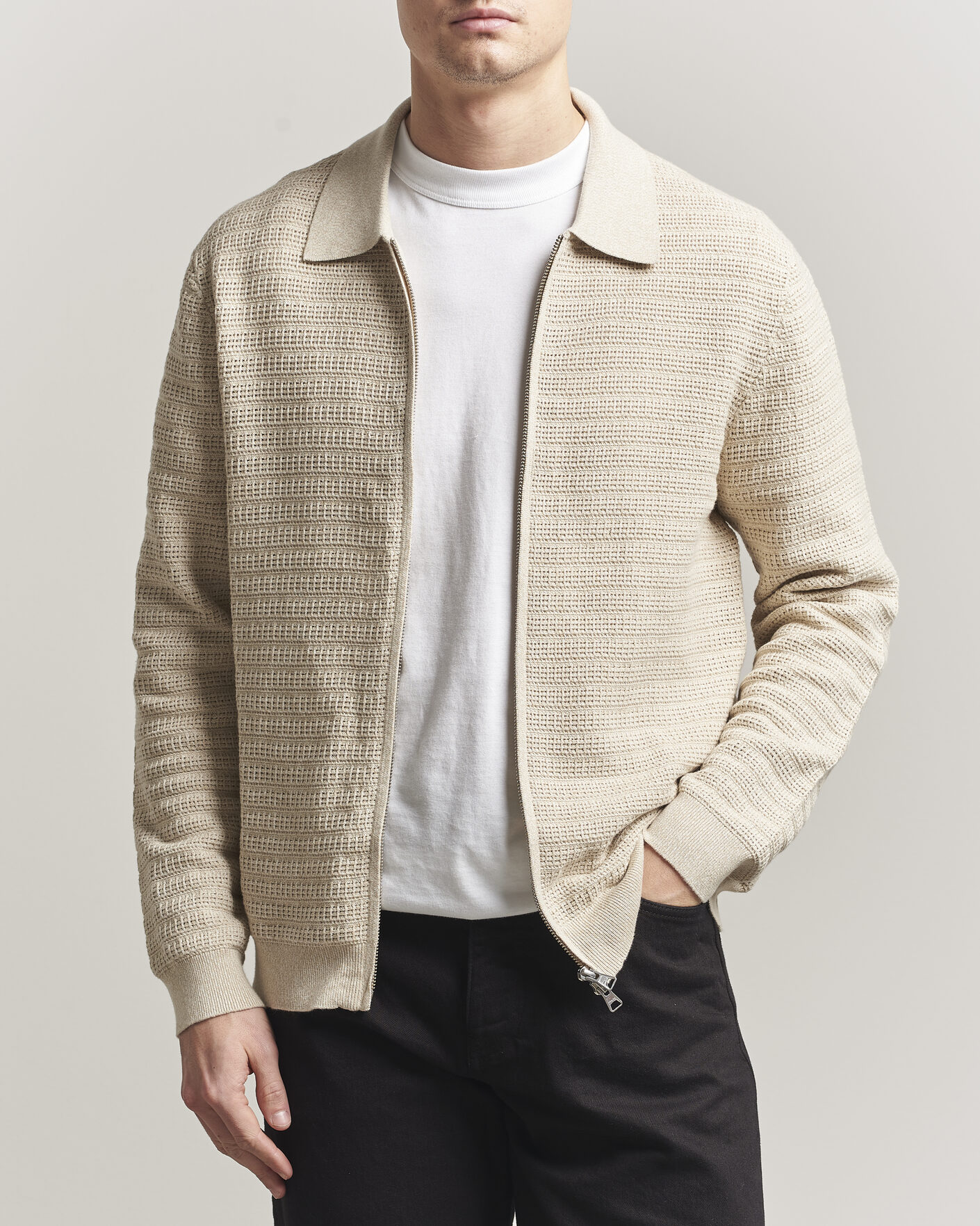 Herren | Pullover | NN07 | Gustav Knitted Full Zip Ivory