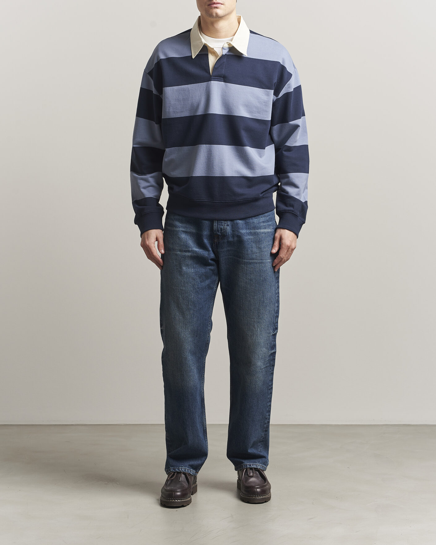 Herren | Pullover | NN07 | David Rugby Sweater Blue Stripe