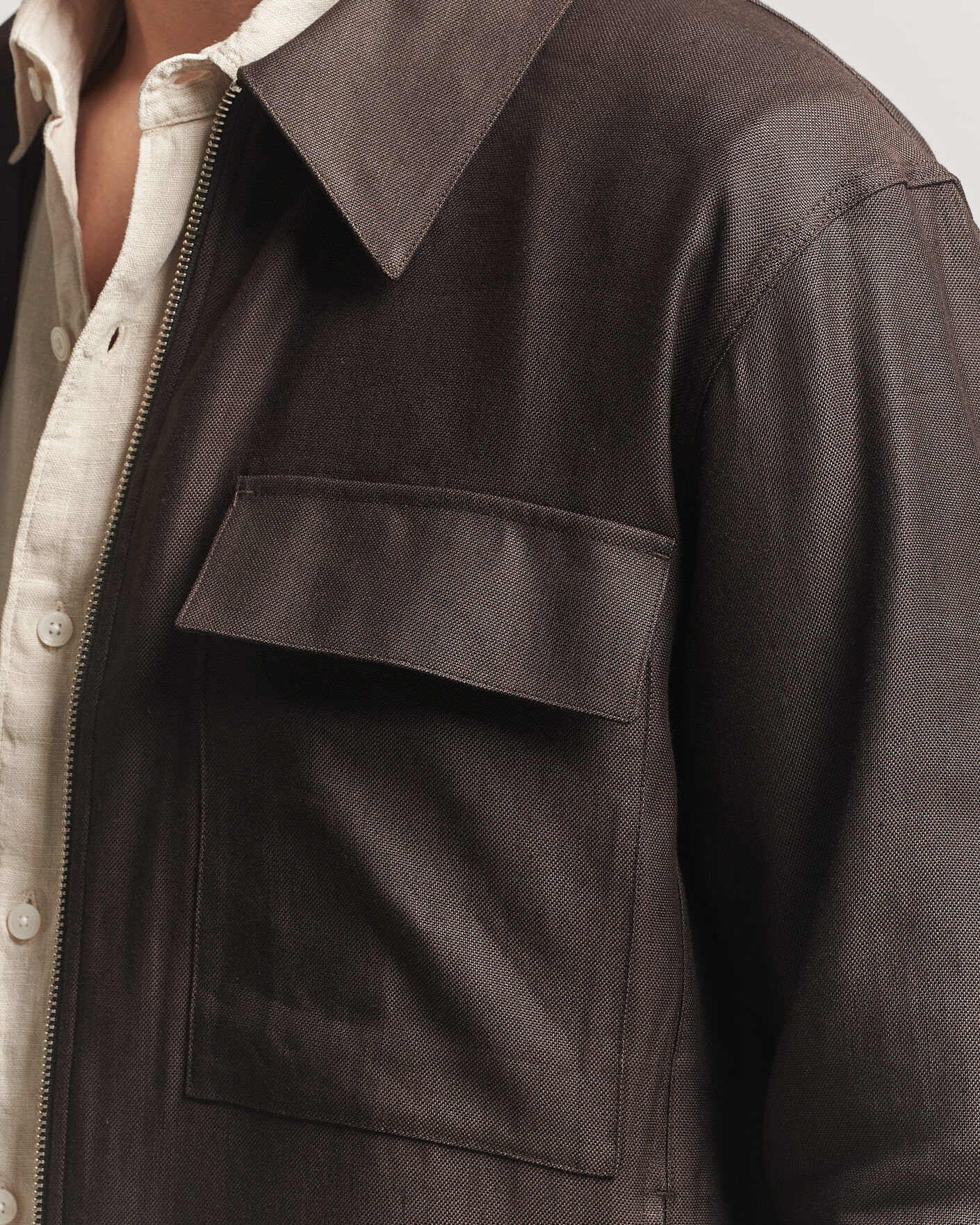 Herren | Hemden | NN07 | Alban Linen/Viscose Overshirt Deep Truffle