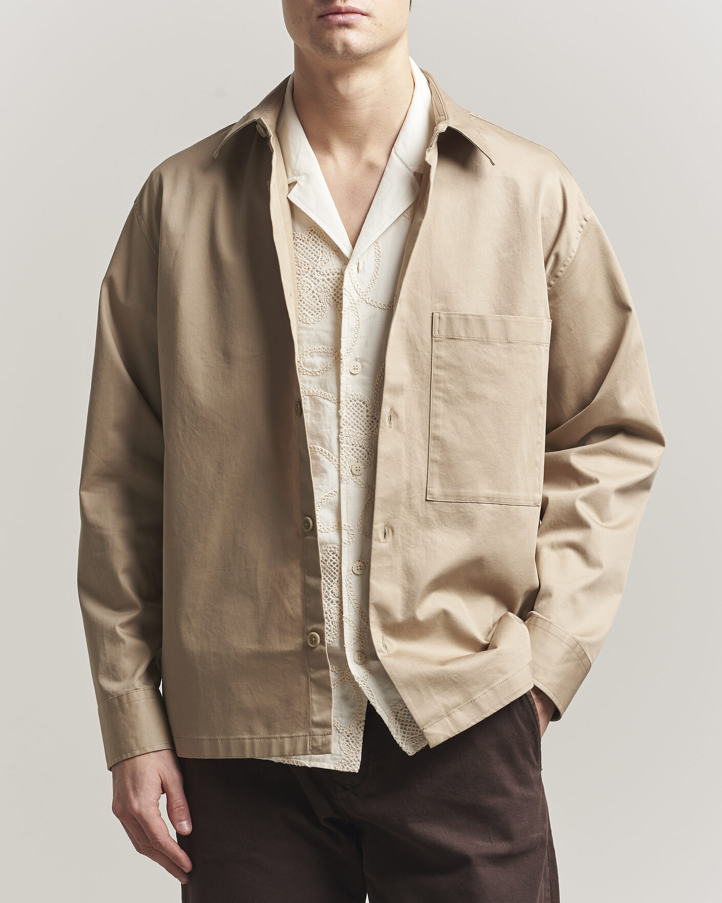 Herren | Hemden | NN07 | Freddy Cotton Overshirt Desert Khaki