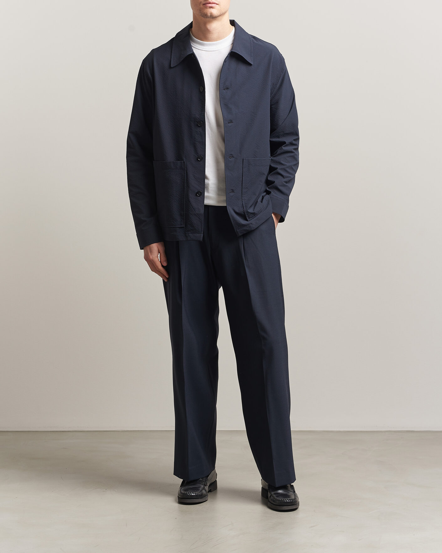 Herren | Hemden | NN07 | Blaze Seersucker Overshirt Navy Blue