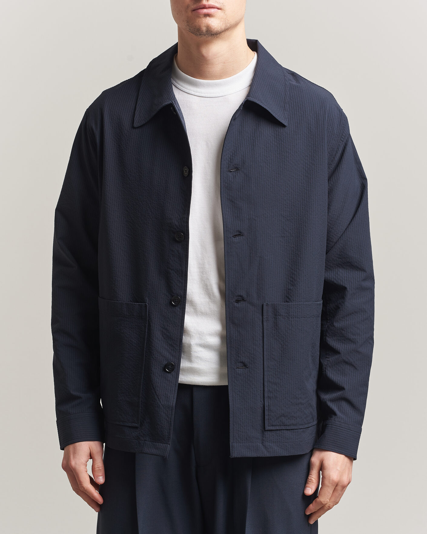 Herren | Hemden | NN07 | Blaze Seersucker Overshirt Navy Blue