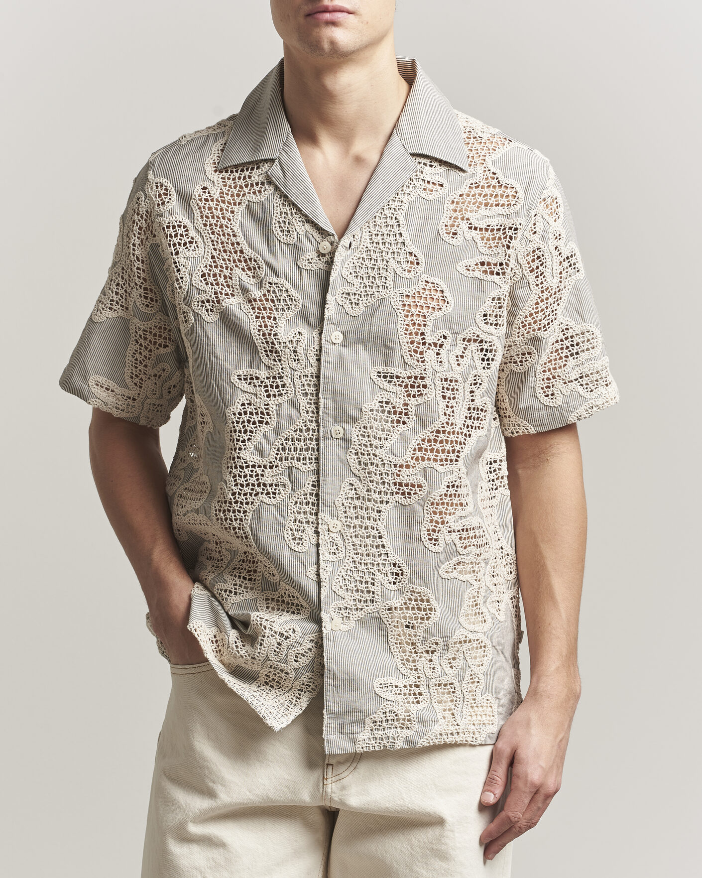 Herren | Hemden | NN07 | Julio Flower Short Sleeve Shirt Deep Truffle