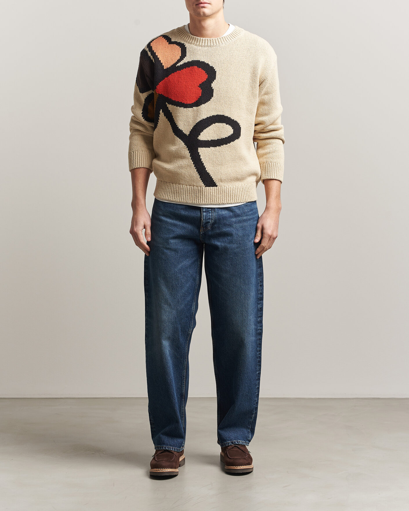 Herren | Pullover | NN07 | Todd Printed Flower Sweater Ecru Multi