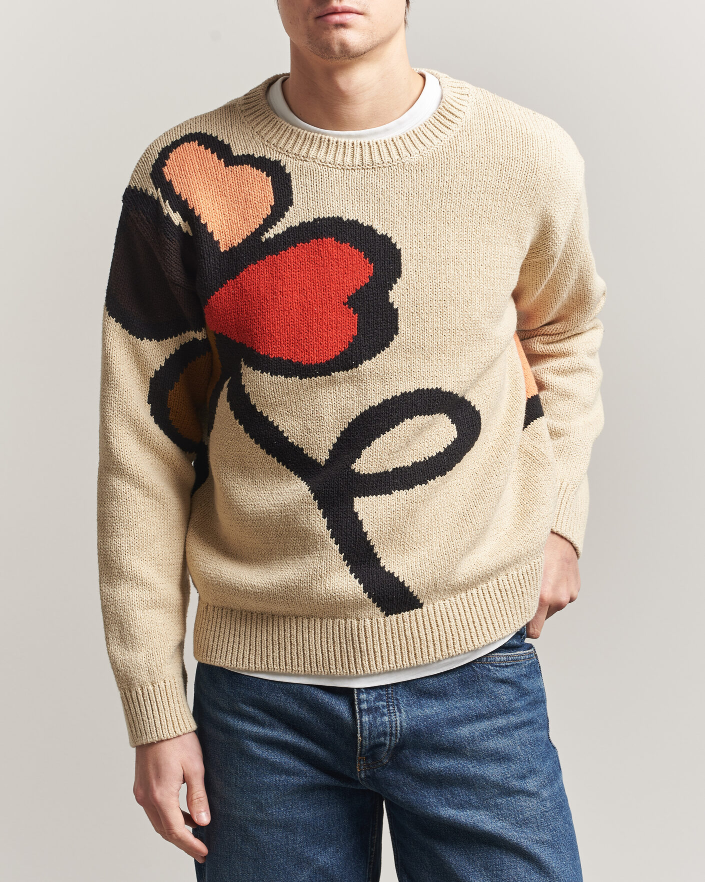 Herren | Pullover | NN07 | Todd Printed Flower Sweater Ecru Multi