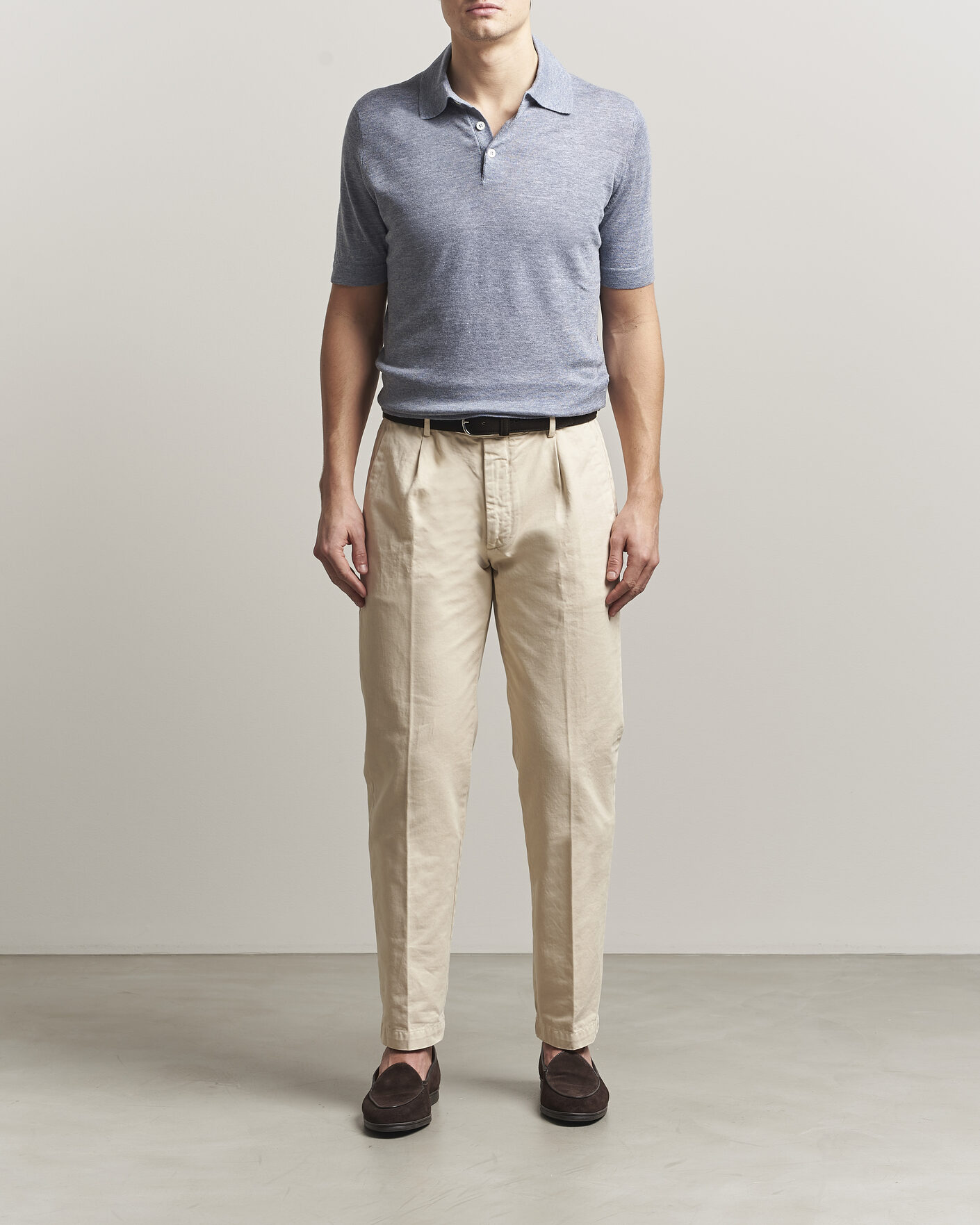 Herren | Poloshirts | Brunello Cucinelli | Linen Knitted Polo Light Blue