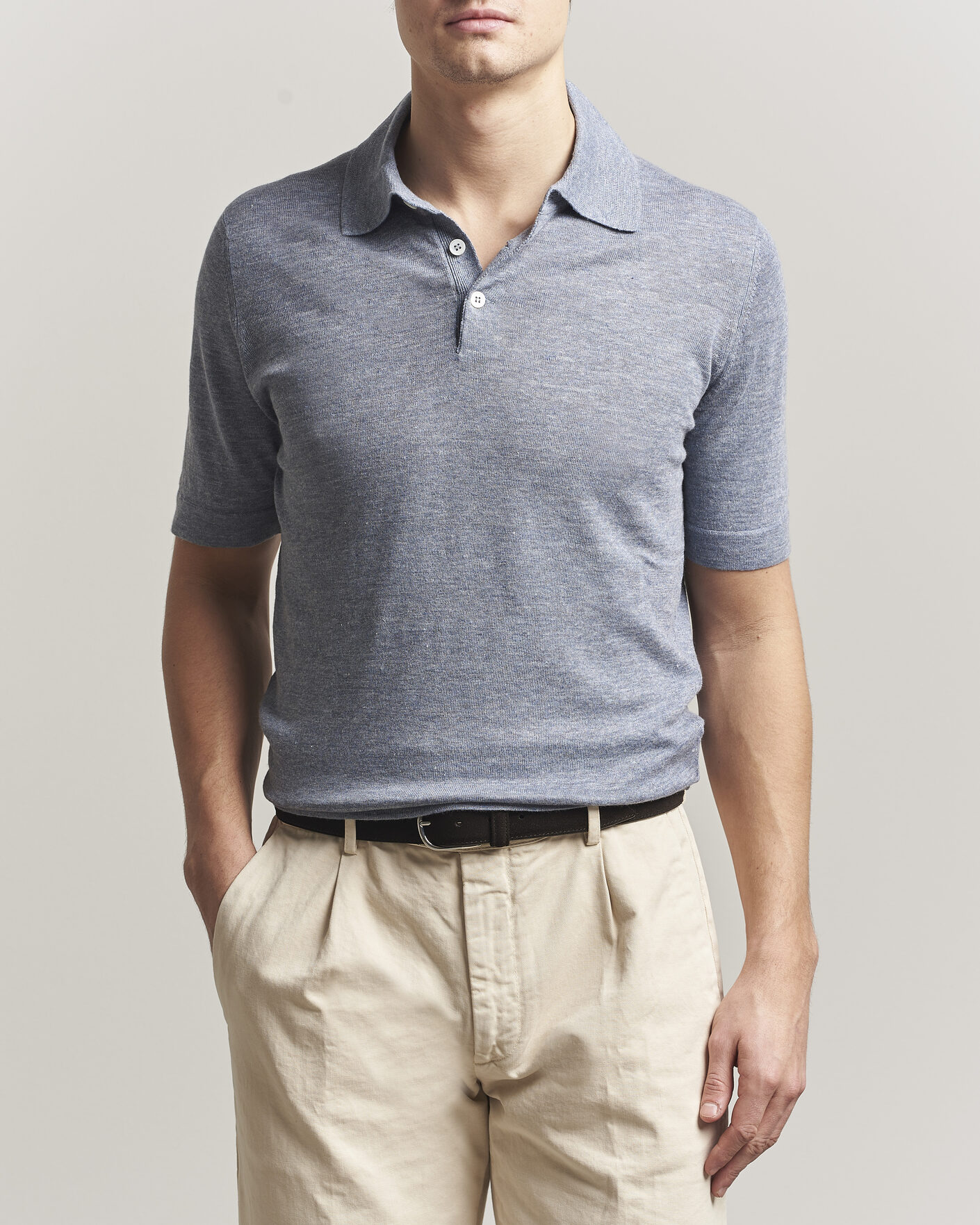 Herren | Poloshirts | Brunello Cucinelli | Linen Knitted Polo Light Blue