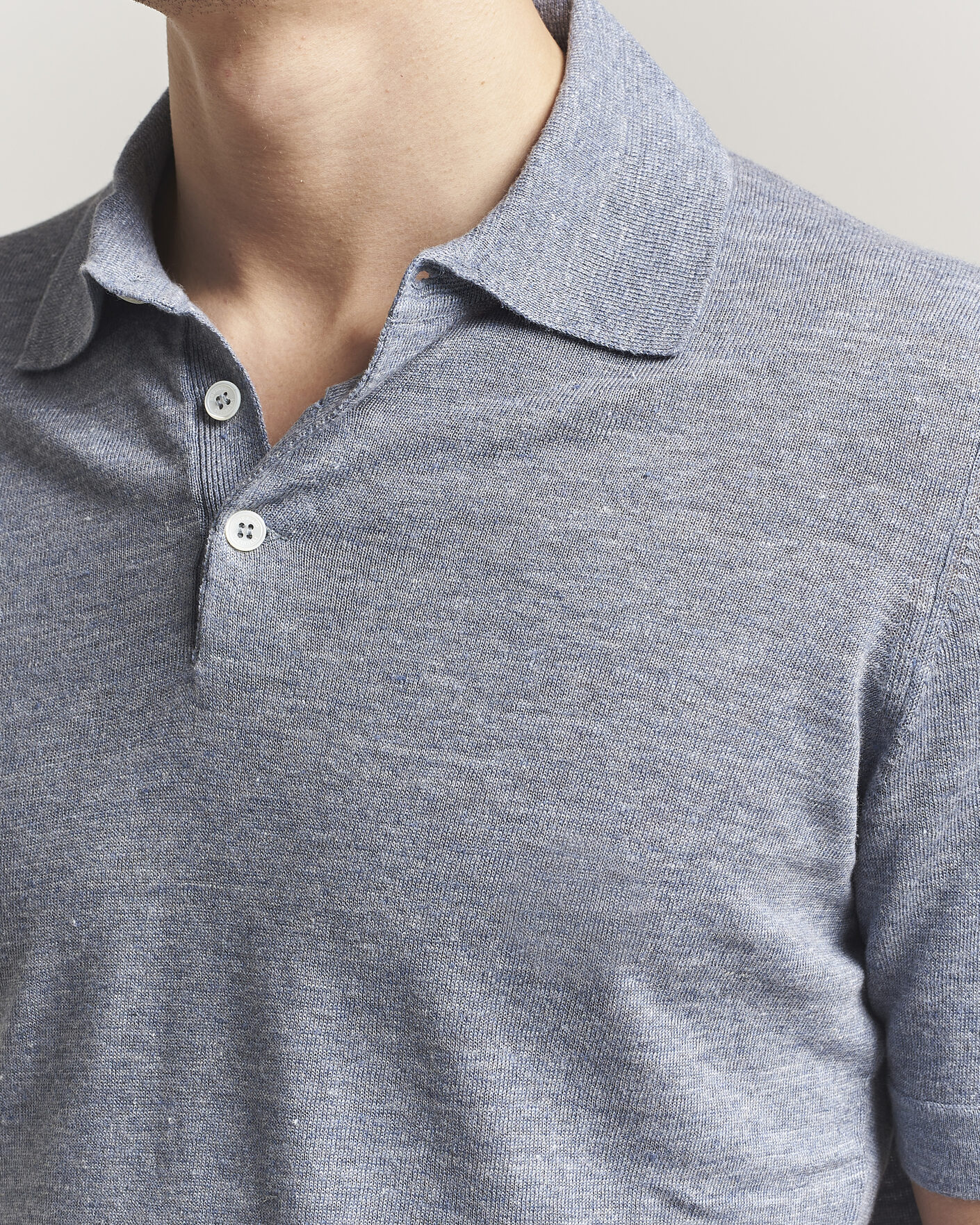 Herren | Poloshirts | Brunello Cucinelli | Linen Knitted Polo Light Blue