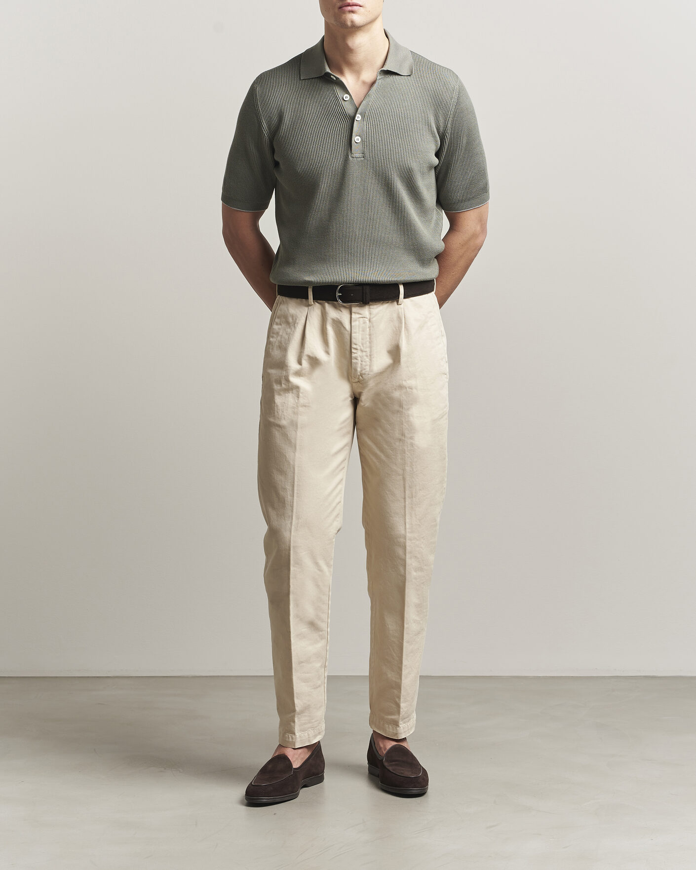 Herren | Poloshirts | Brunello Cucinelli | Cotton Rib Knitted Polo Olive