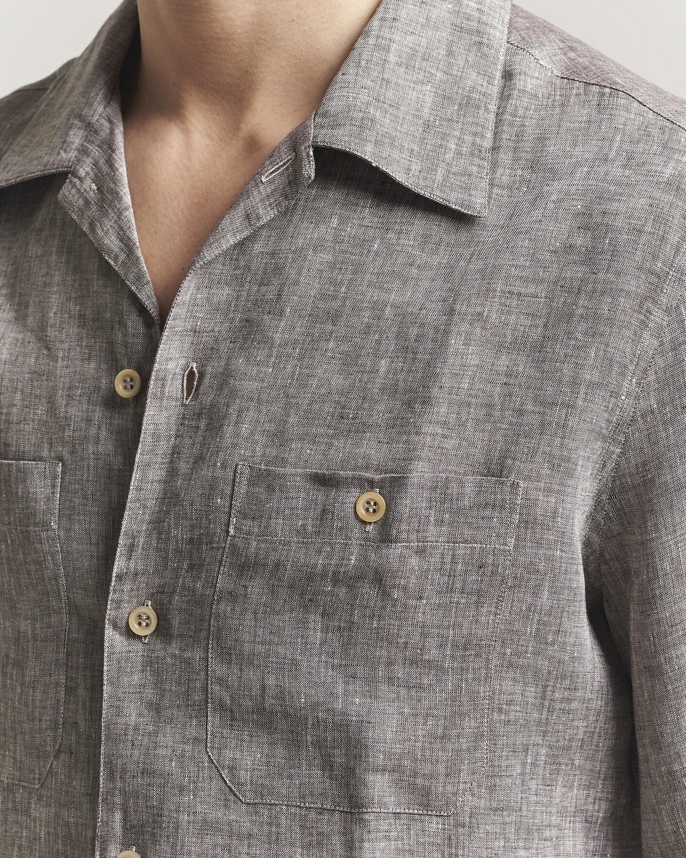 Herren | Hemden | Brunello Cucinelli | Linen Double Pocket Camp Shirt Brown