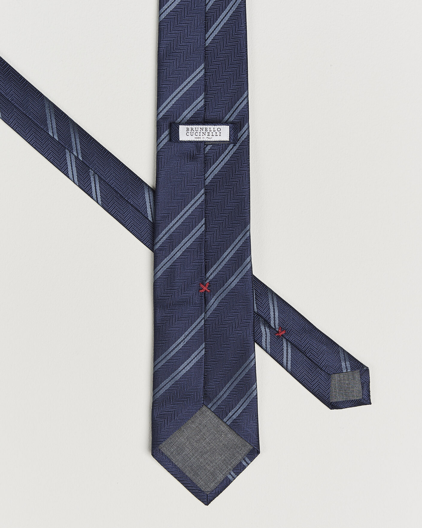 Brunello Cucinelli Regimental Stripe Silk Tie Navy bei Care of Carl