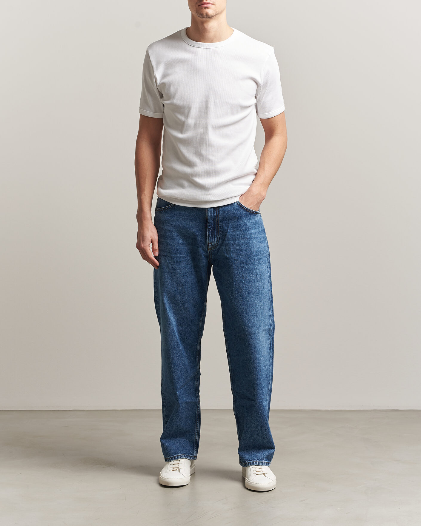 Herren | T-Shirts | Bread & Boxers | Ribbed Crew Neck T-Shirt White