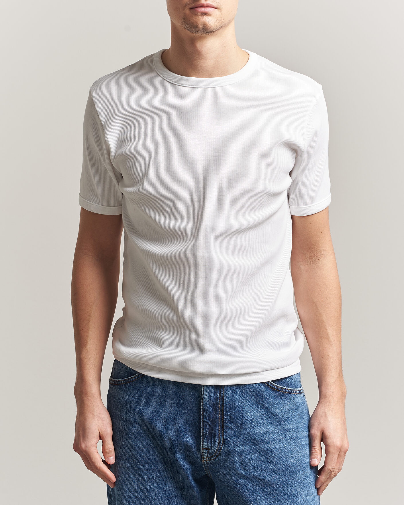 Herren | T-Shirts | Bread & Boxers | Ribbed Crew Neck T-Shirt White