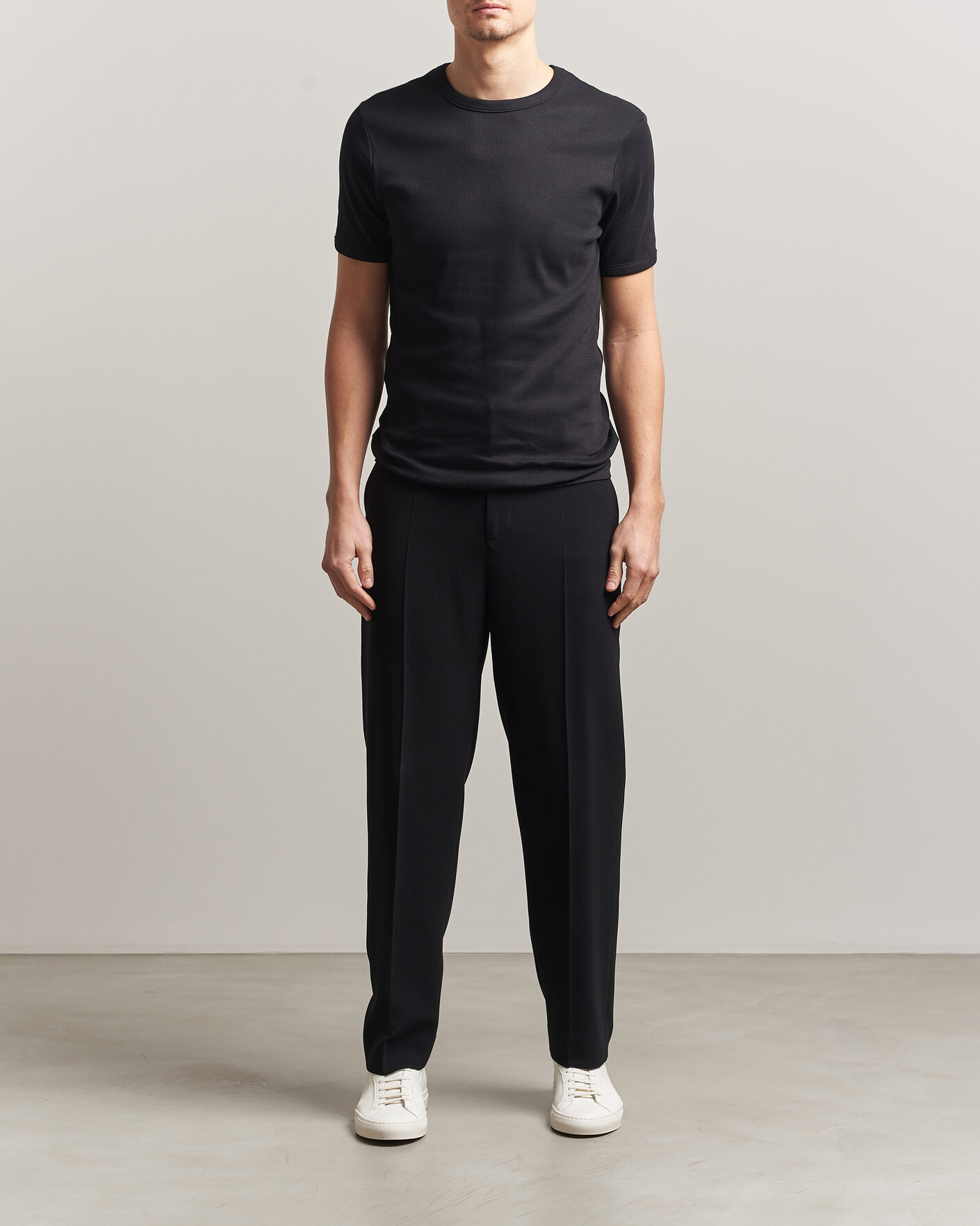Herren | T-Shirts | Bread & Boxers | Ribbed Crew Neck T-Shirt Black