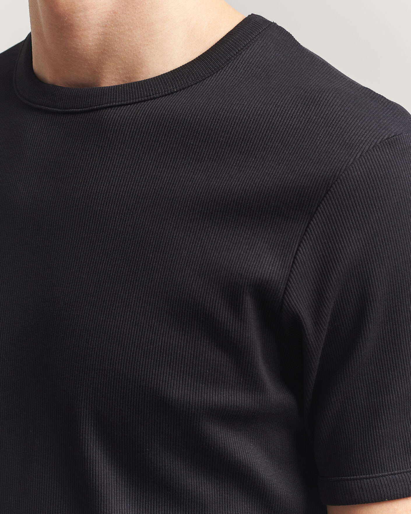 Herren | T-Shirts | Bread & Boxers | Ribbed Crew Neck T-Shirt Black