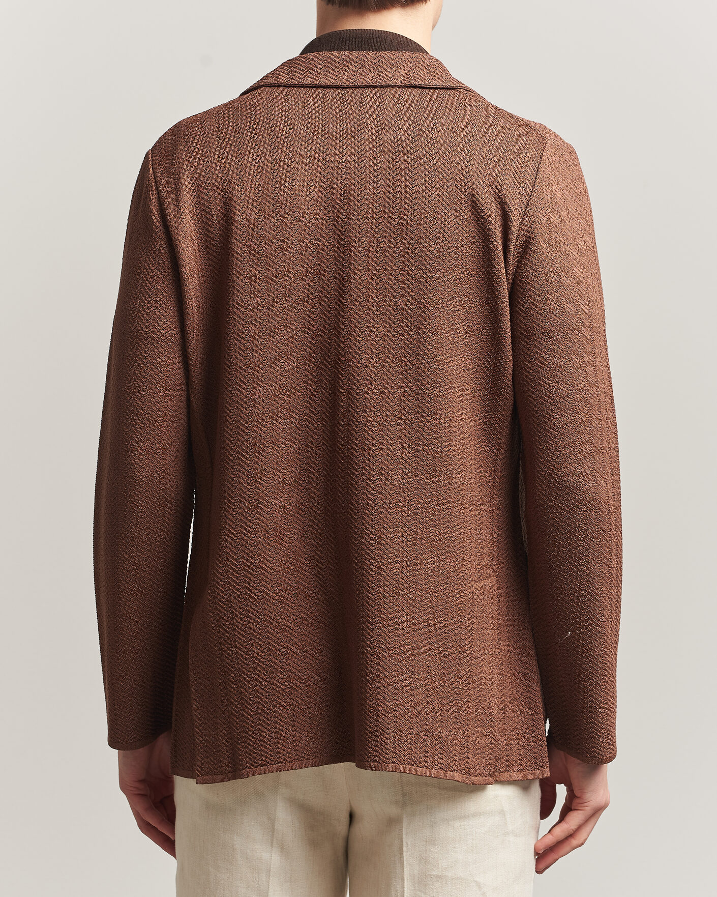 Herren | Sakkos | Lardini | Structured Cotton/Viscose Knit Jacket Brown