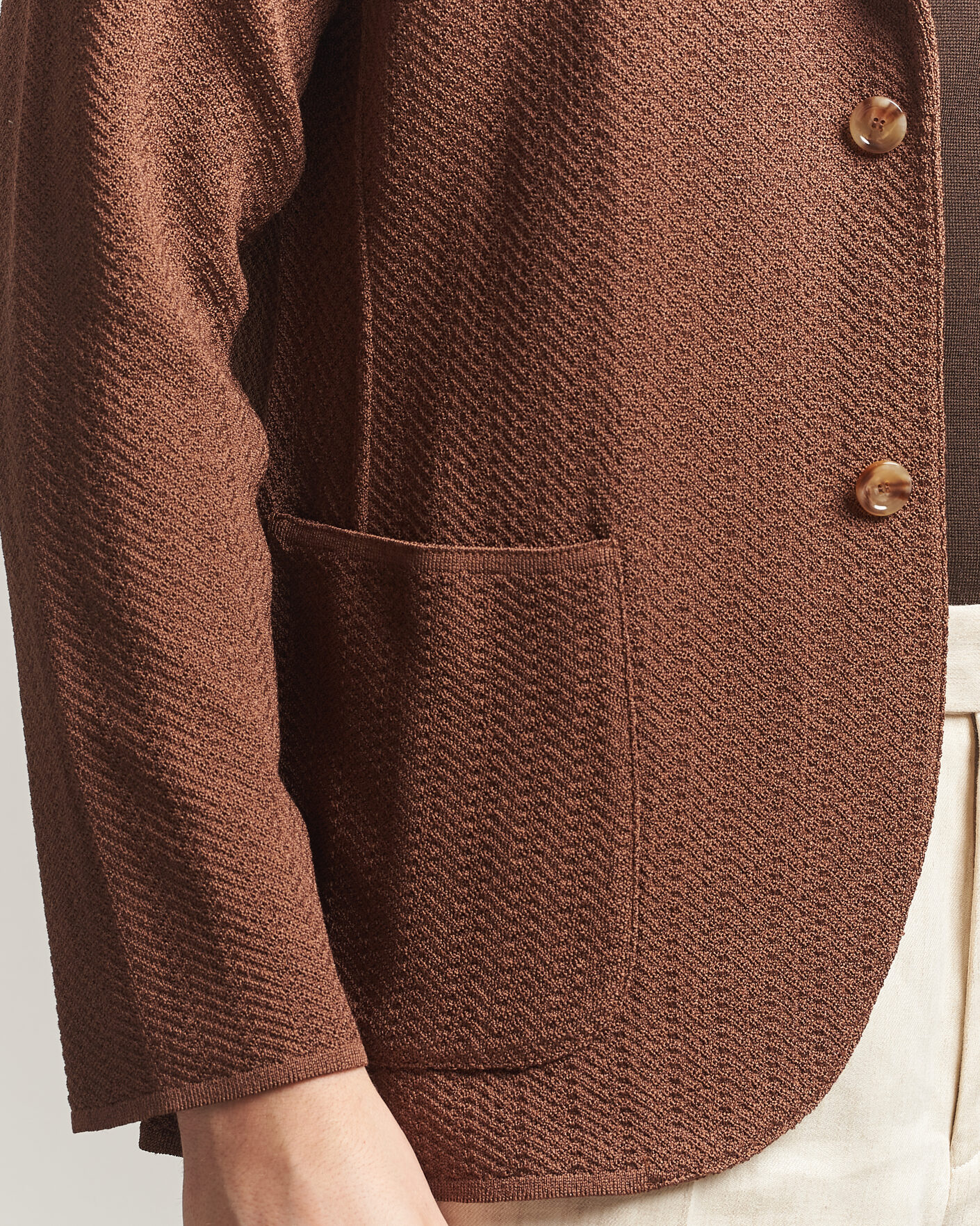 Herren | Sakkos | Lardini | Structured Cotton/Viscose Knit Jacket Brown