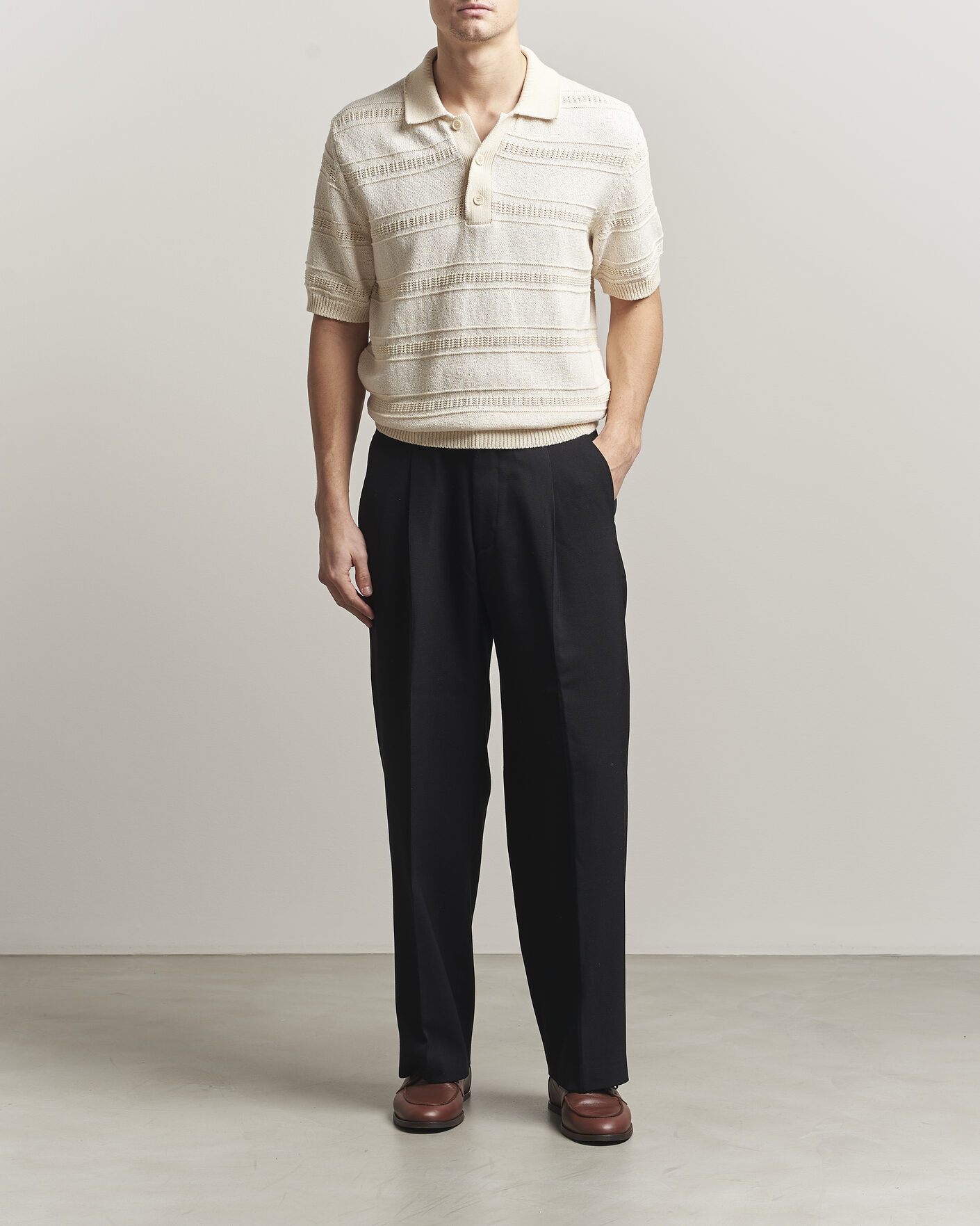 Herren | Poloshirts | Lardini | Strcture Knitted Organic/Recycled Cotton Polo White