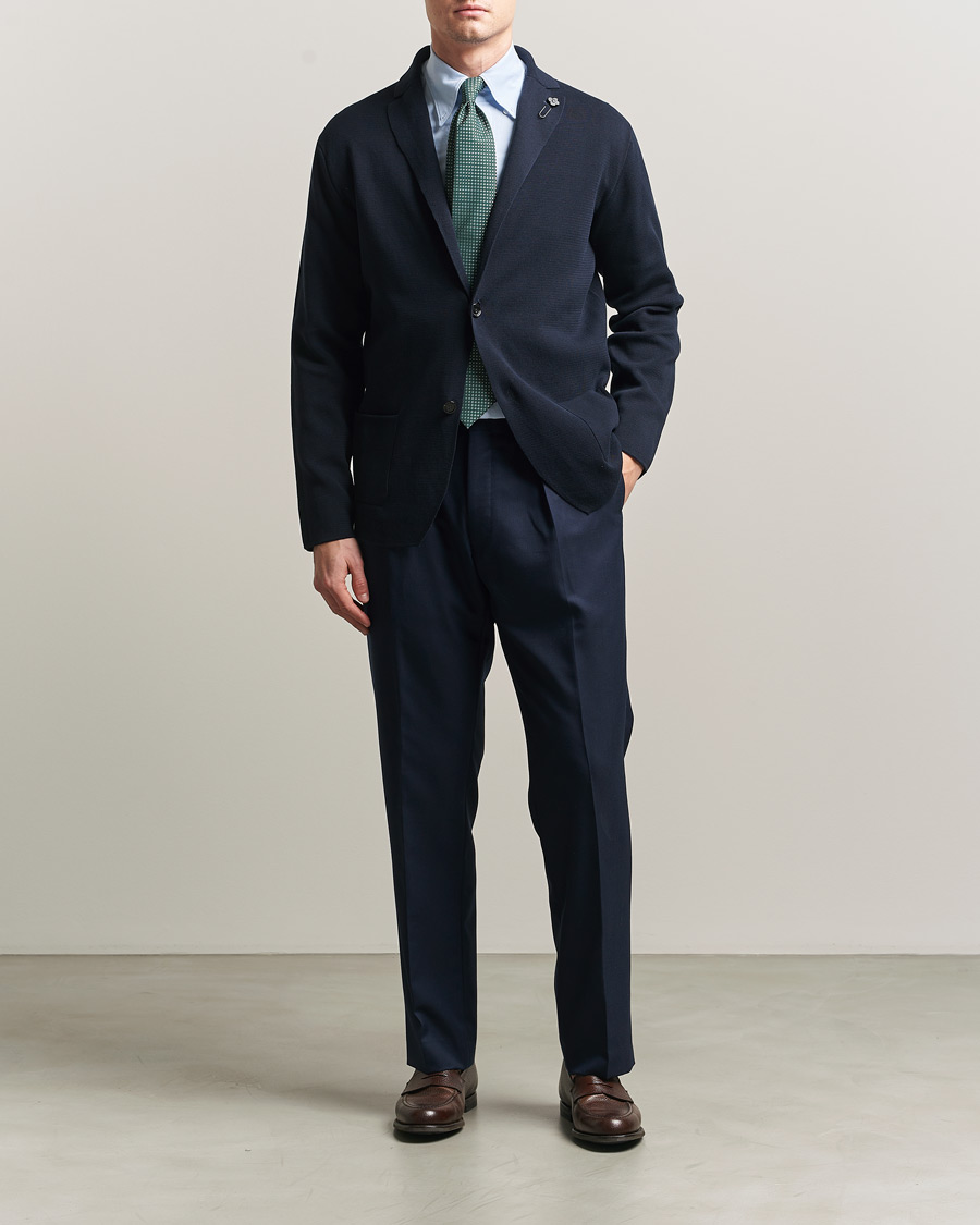 Herren | Sakkos | Lardini | Knitted Cotton Blazer Navy