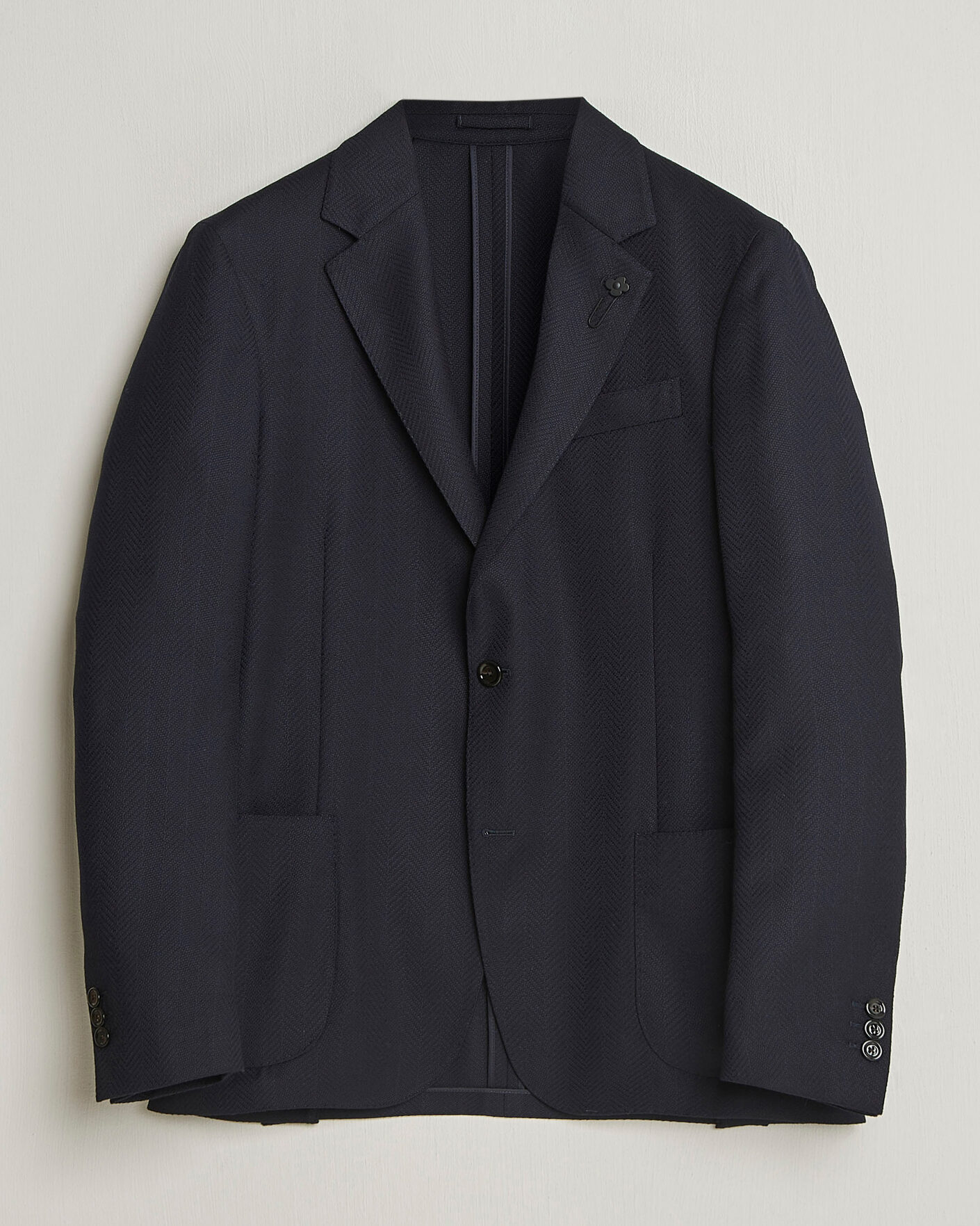 Herren | Sakkos | Lardini | Herringbone Light Wool Blazer Navy