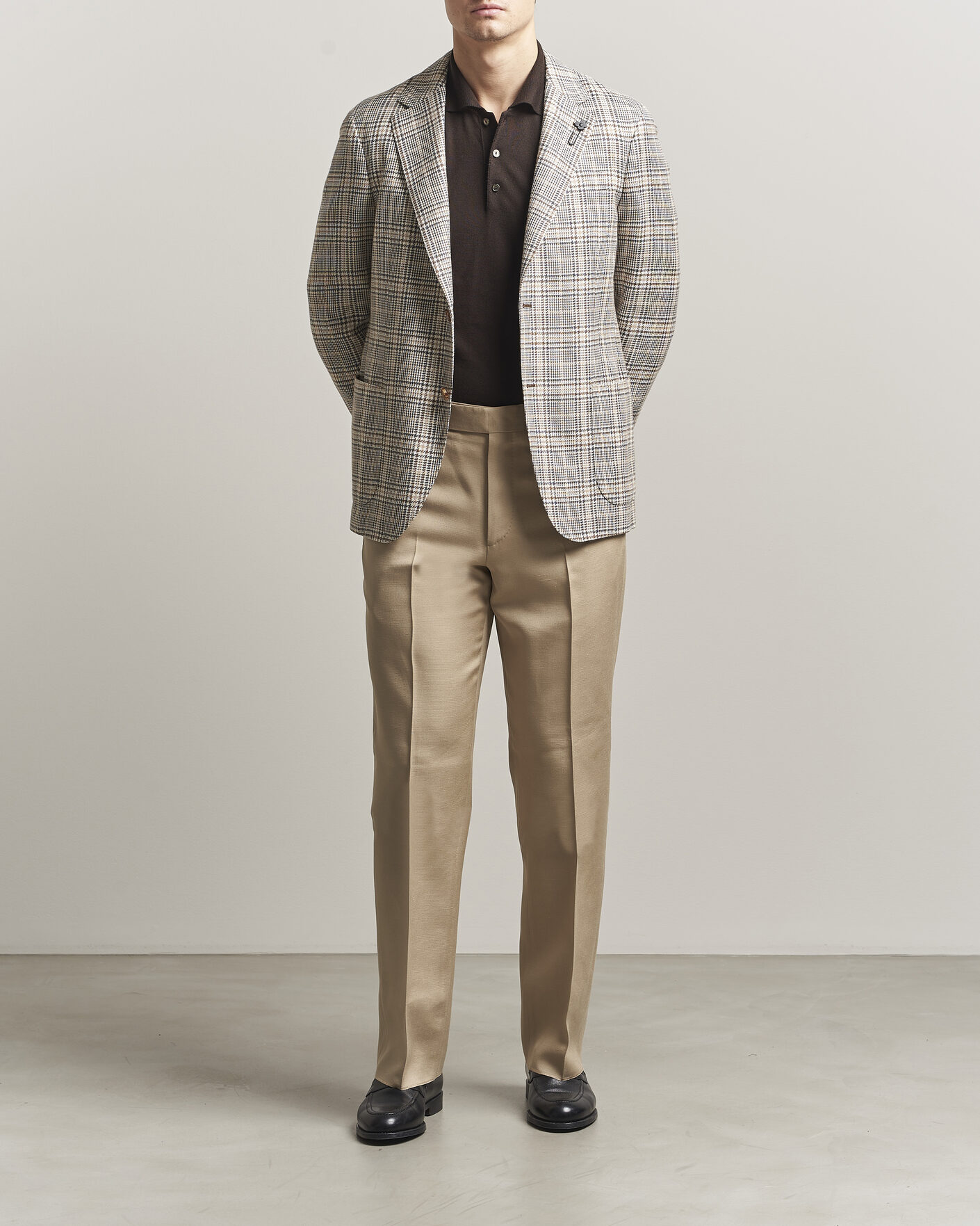 Herren | Sakkos | Lardini | Multi Check Cotton/Linen Blazer Beige