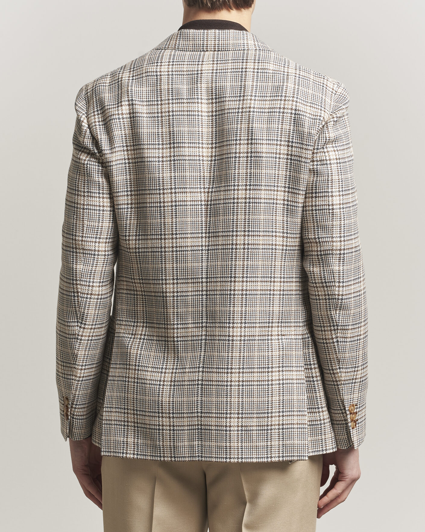 Herren | Sakkos | Lardini | Multi Check Cotton/Linen Blazer Beige