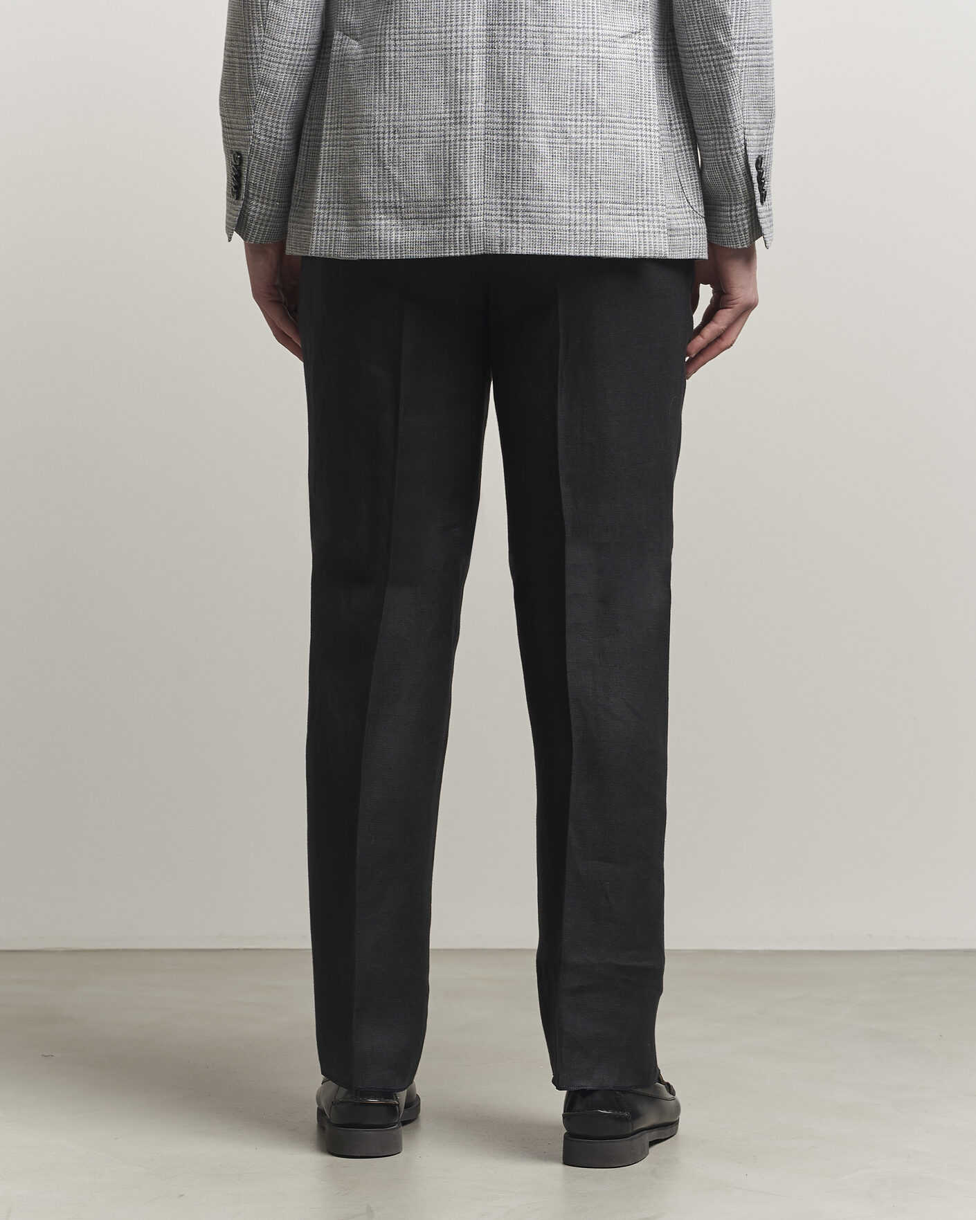 Herren | Hosen | Lardini | Palu Straight Fit Linen Trousers Black