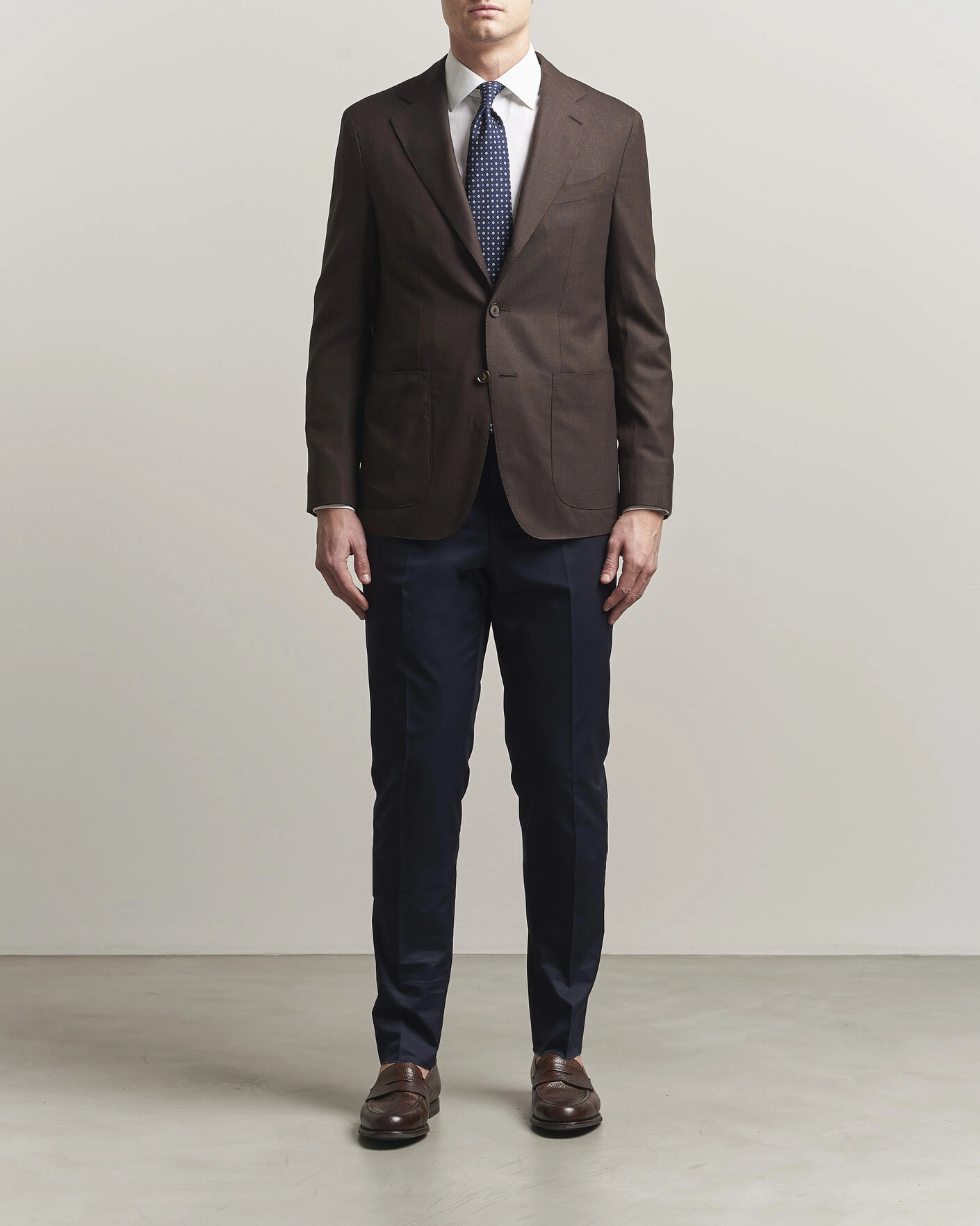 Herren | Hosen | Lardini | Lyon Cotton Twill Stretch Trousers Navy