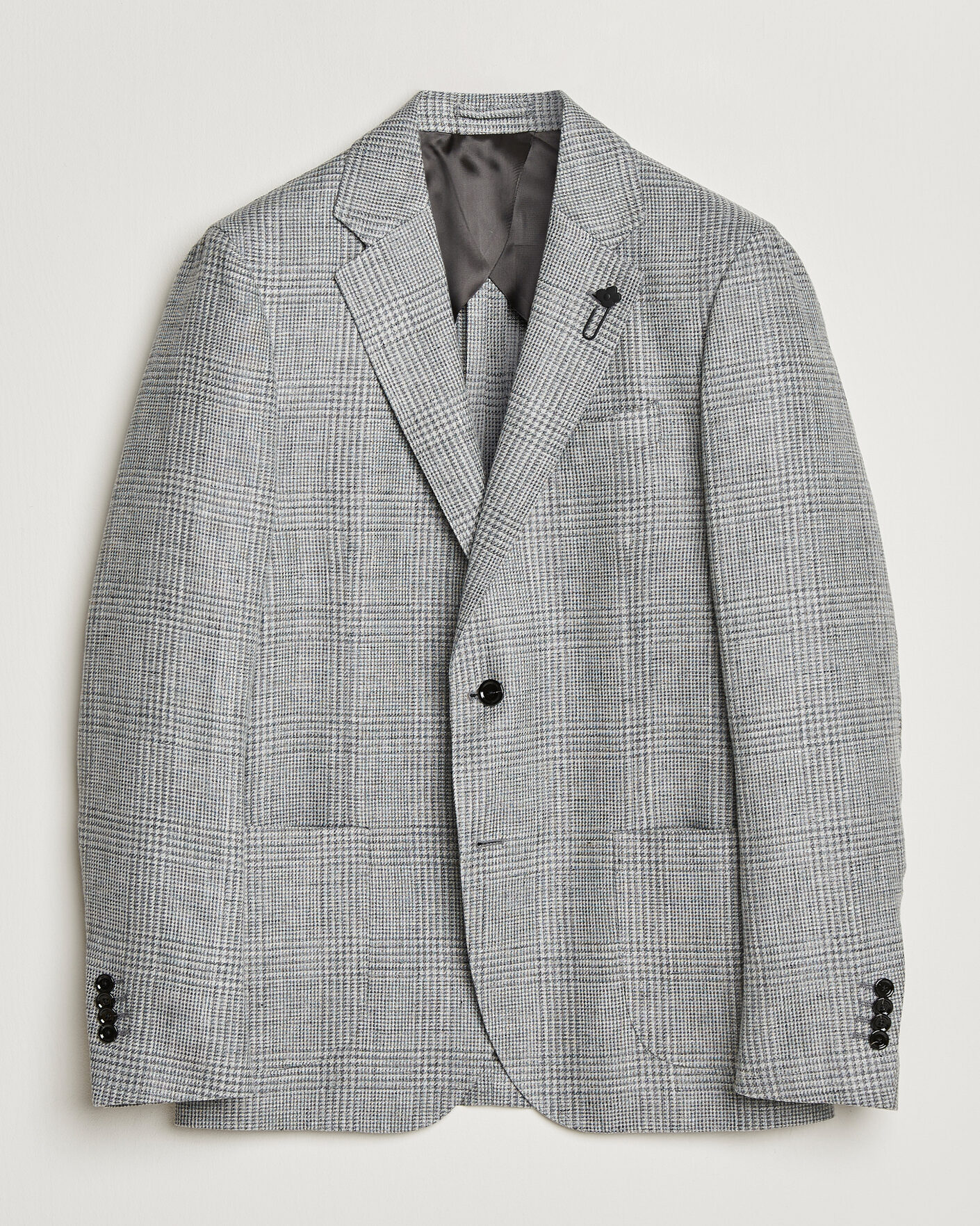 Herren | Sakkos | Lardini | Checked Linen/Wool Blazer Grey