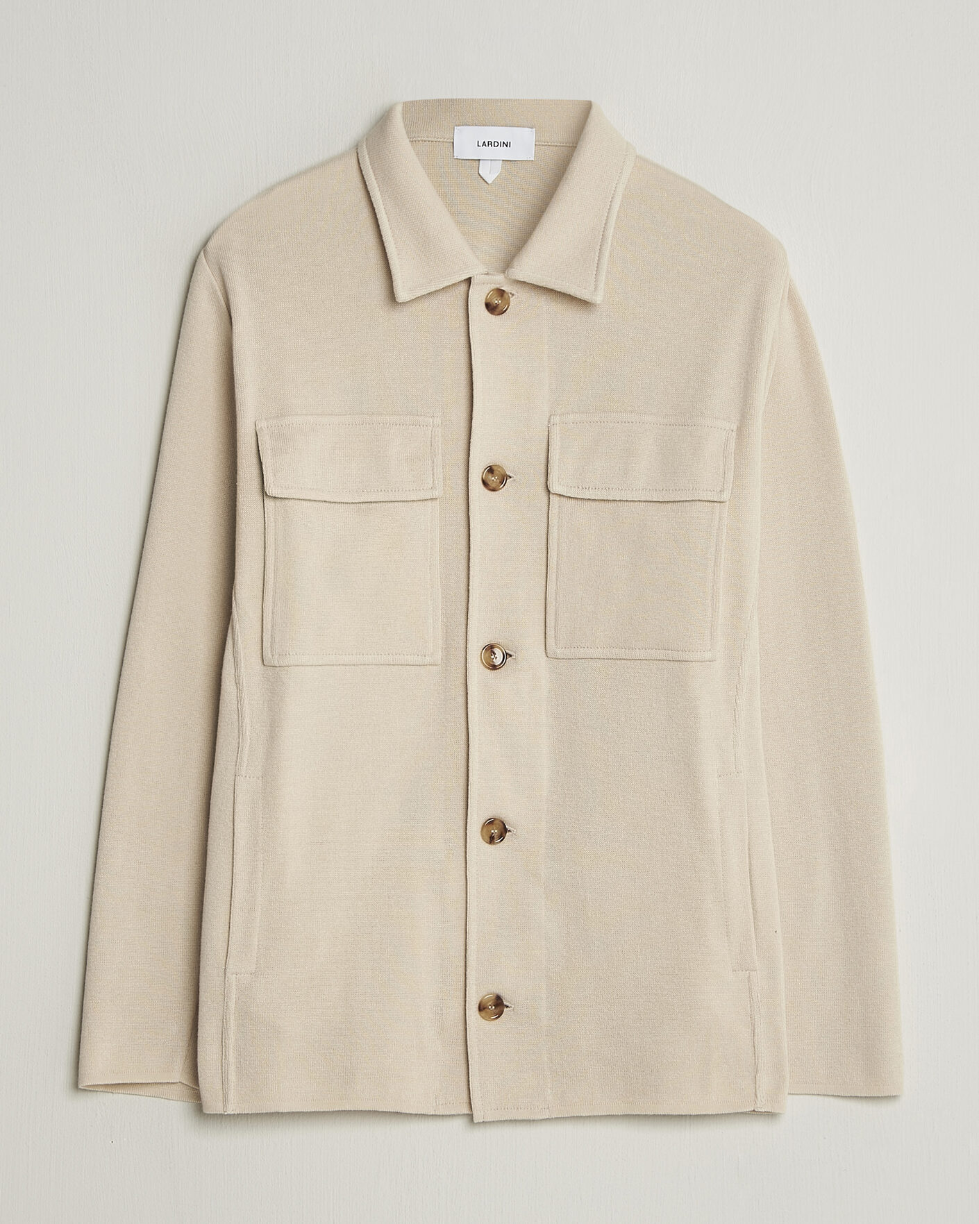 Herren | Sakkos | Lardini | Knitted Cotton Pocket Shirt Jacket Beige