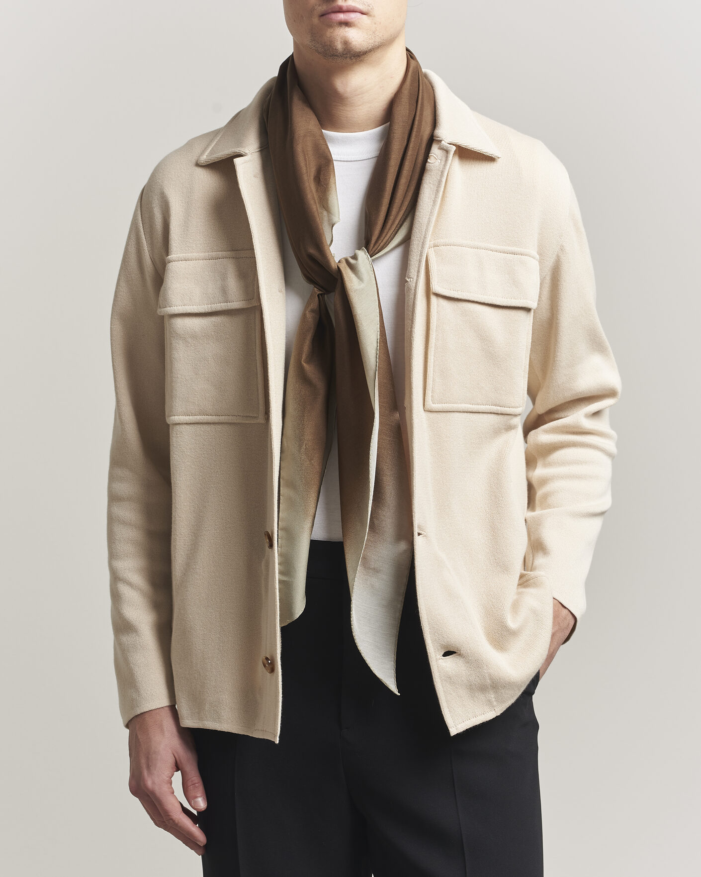 Herren | Jacken | Lardini | Knitted Cotton Pocket Shirt Jacket Beige