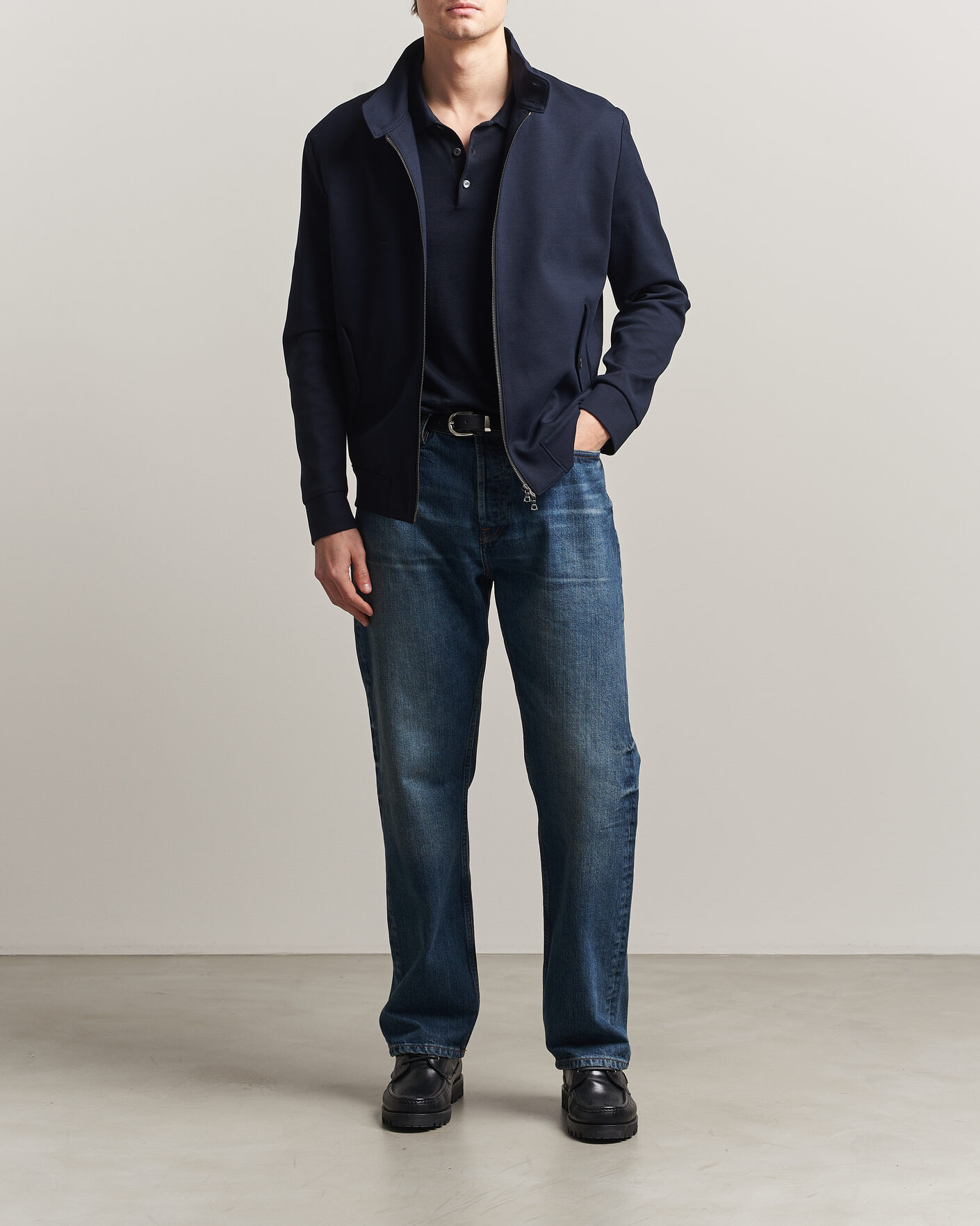 Herren | Jacken | Harris Wharf London | Loro Piana Cavalry Twill Harrington Jacket Navy Blue