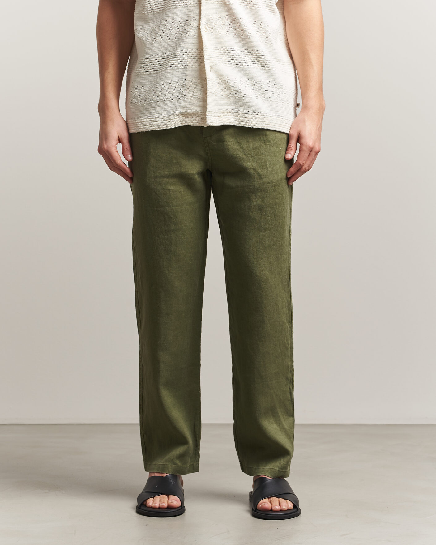 Herren | Hosen | Samsøe Samsøe | Jabari Linen Drawstring Trousers Burnt Olive